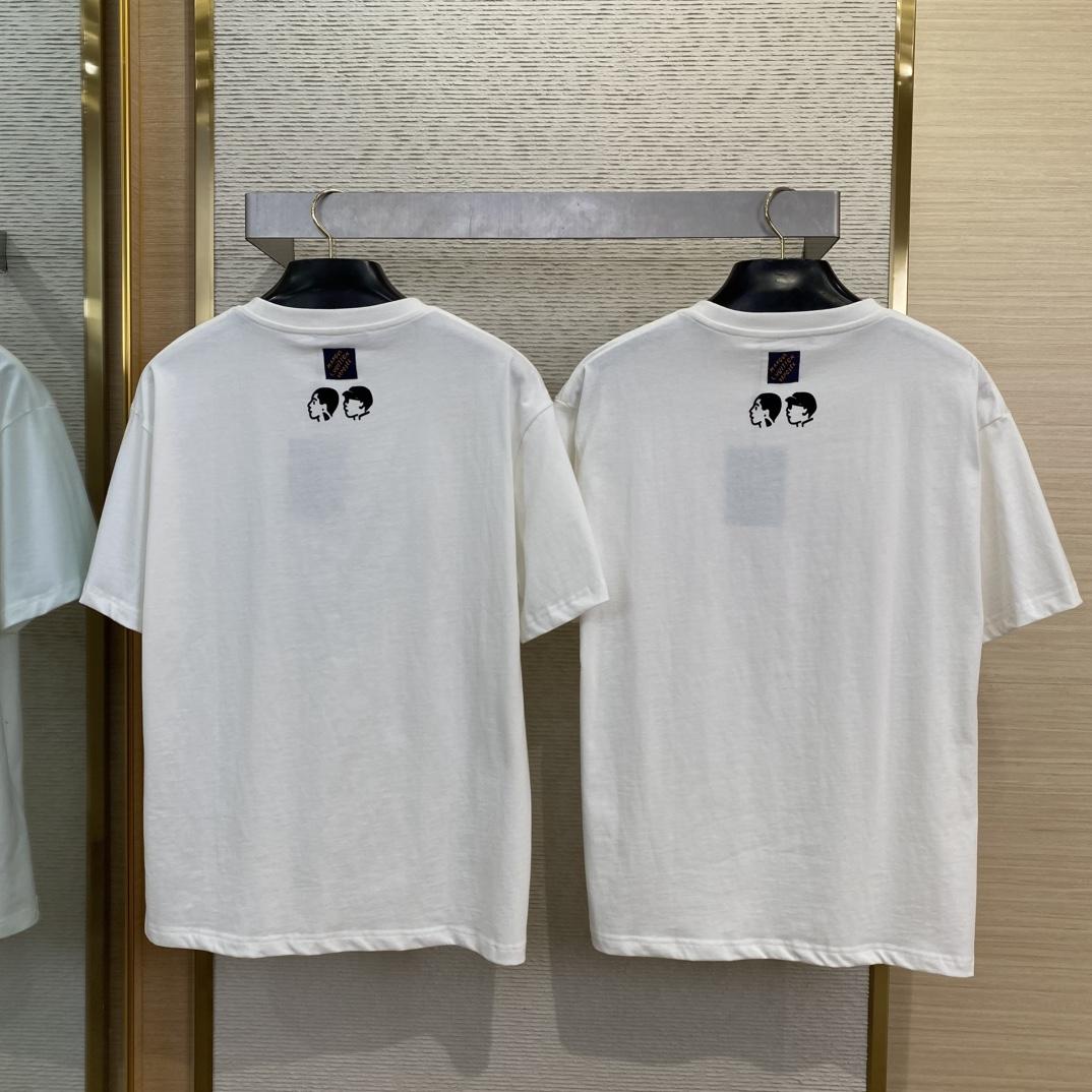 Louis Vuitton Short-Sleeved Cotton Crewneck   - DesignerGu
