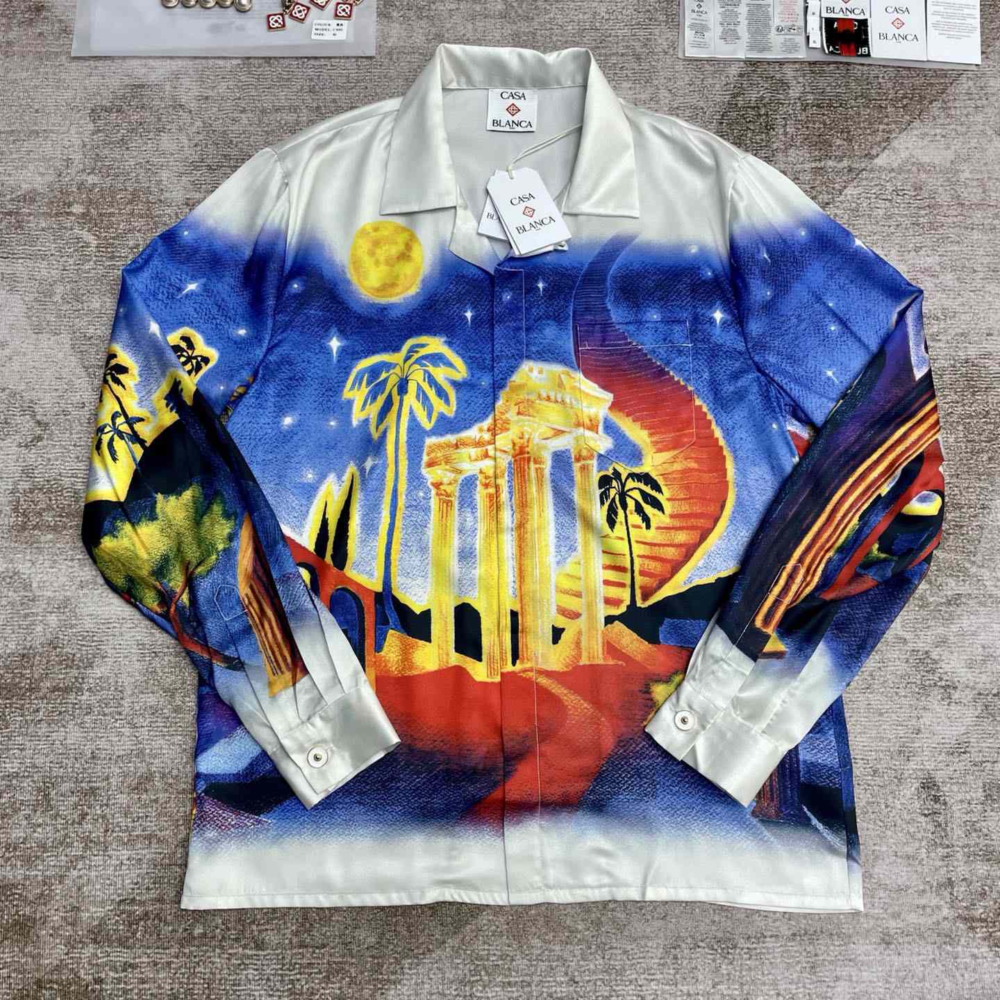 Casablanca Midnight Acropolis Silk Shirt   CA3530 - DesignerGu