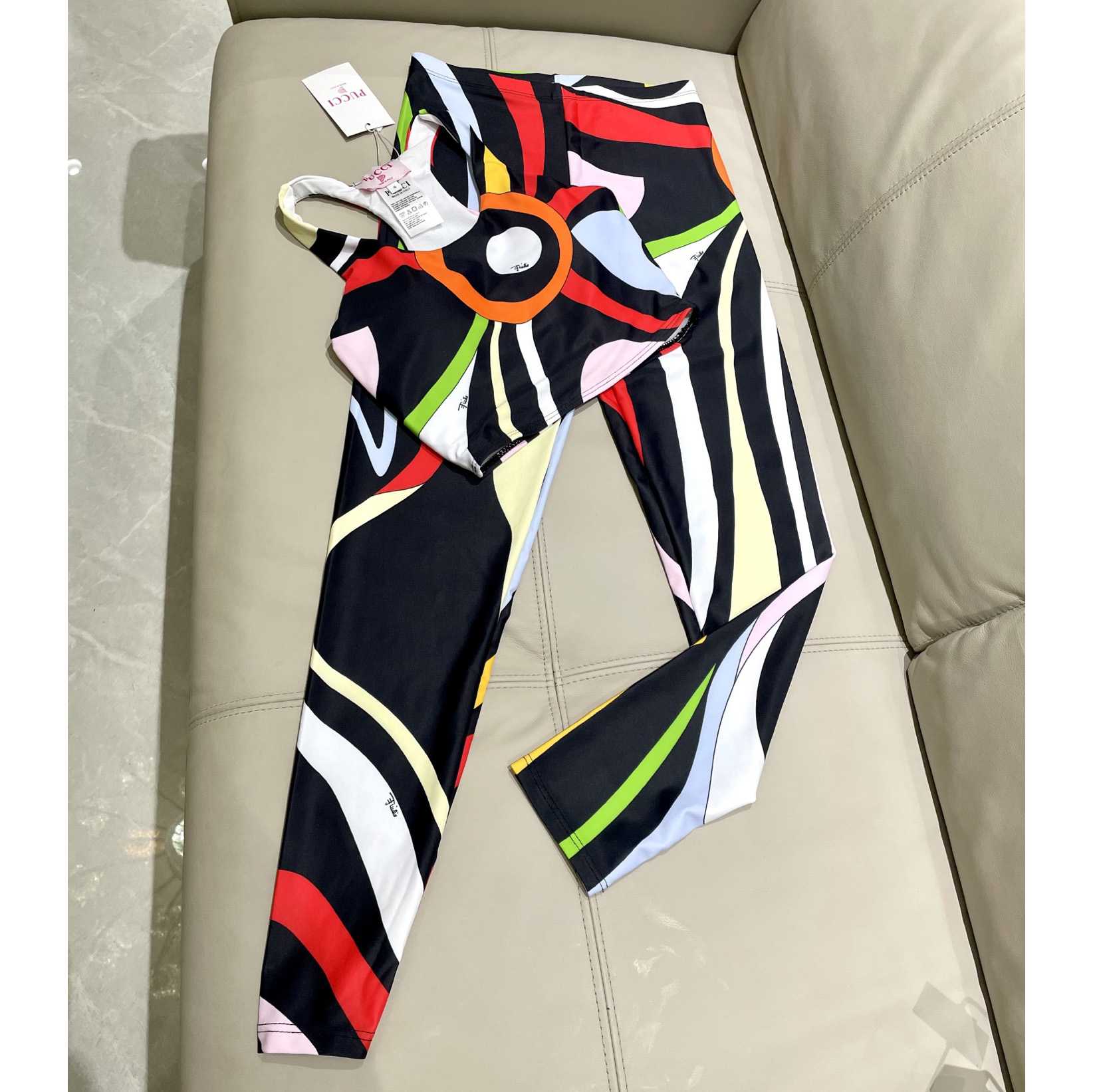 Pucci Iride-Print Crop Top And Leggings - DesignerGu