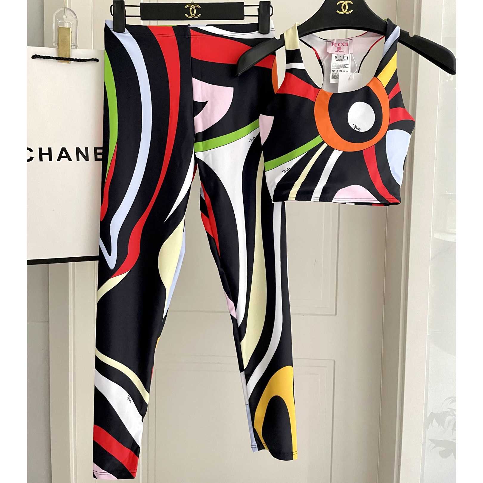 Pucci Iride-Print Crop Top And Leggings - DesignerGu