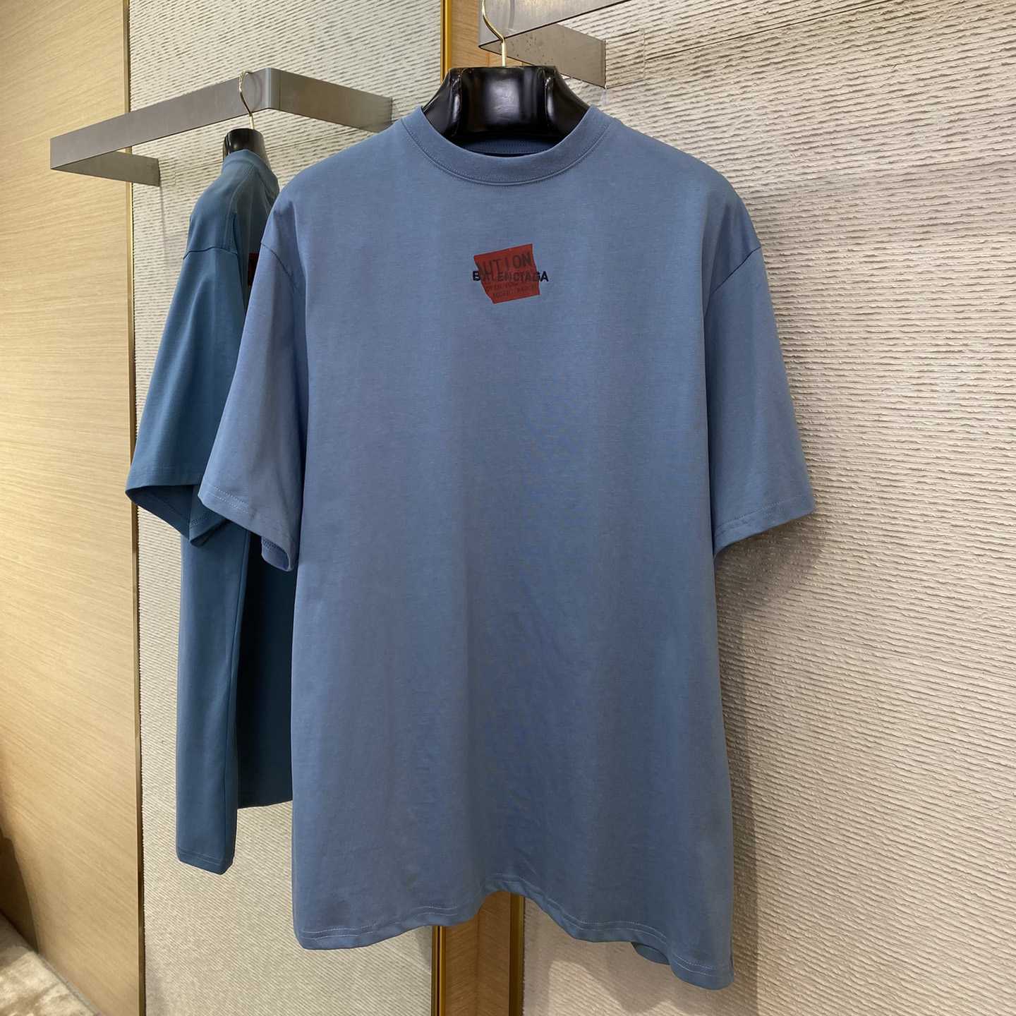 Balenciaga Taped Balenciaga Back T-Shirt Medium Fit In Grey Blue - DesignerGu