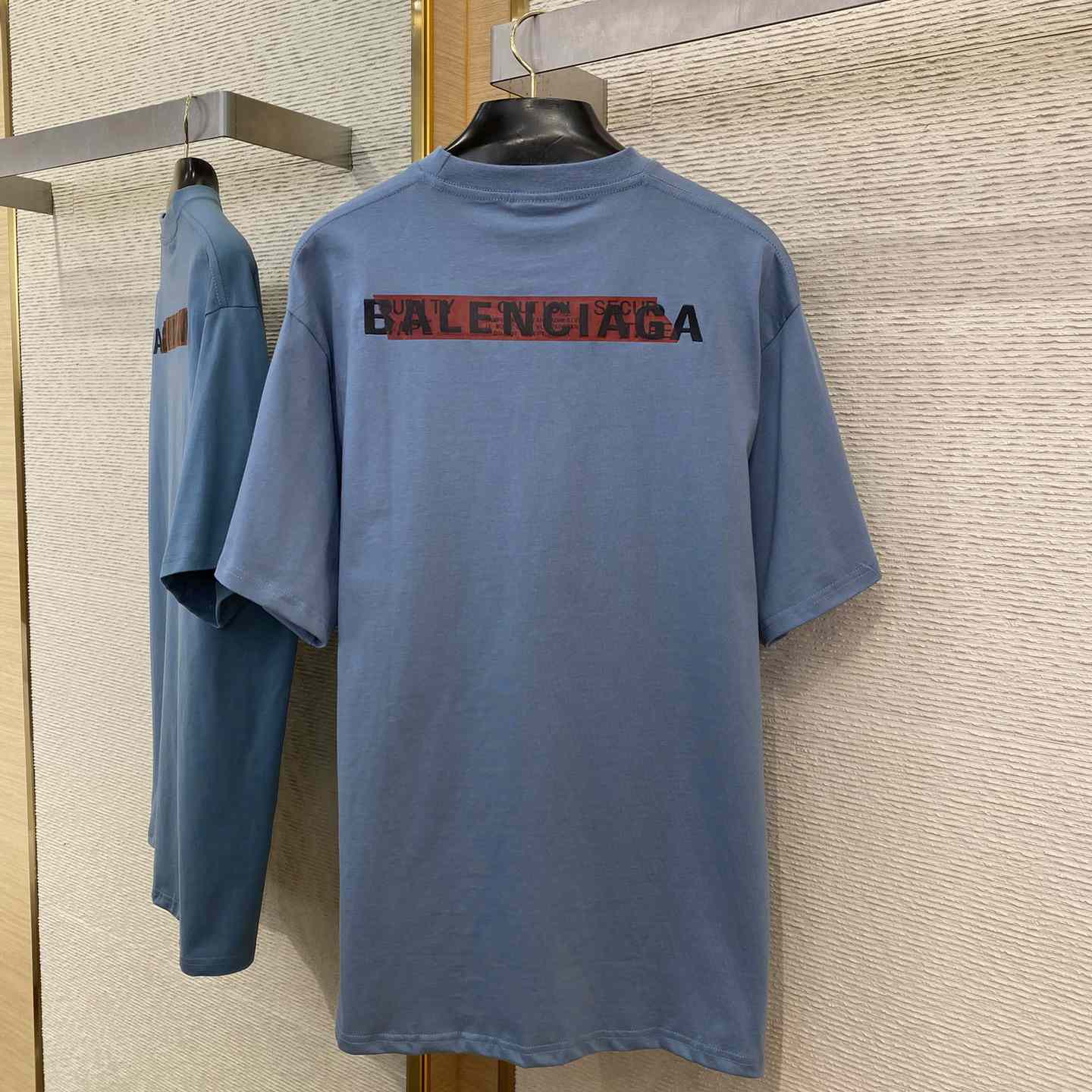 Balenciaga Taped Balenciaga Back T-Shirt Medium Fit In Grey Blue - DesignerGu
