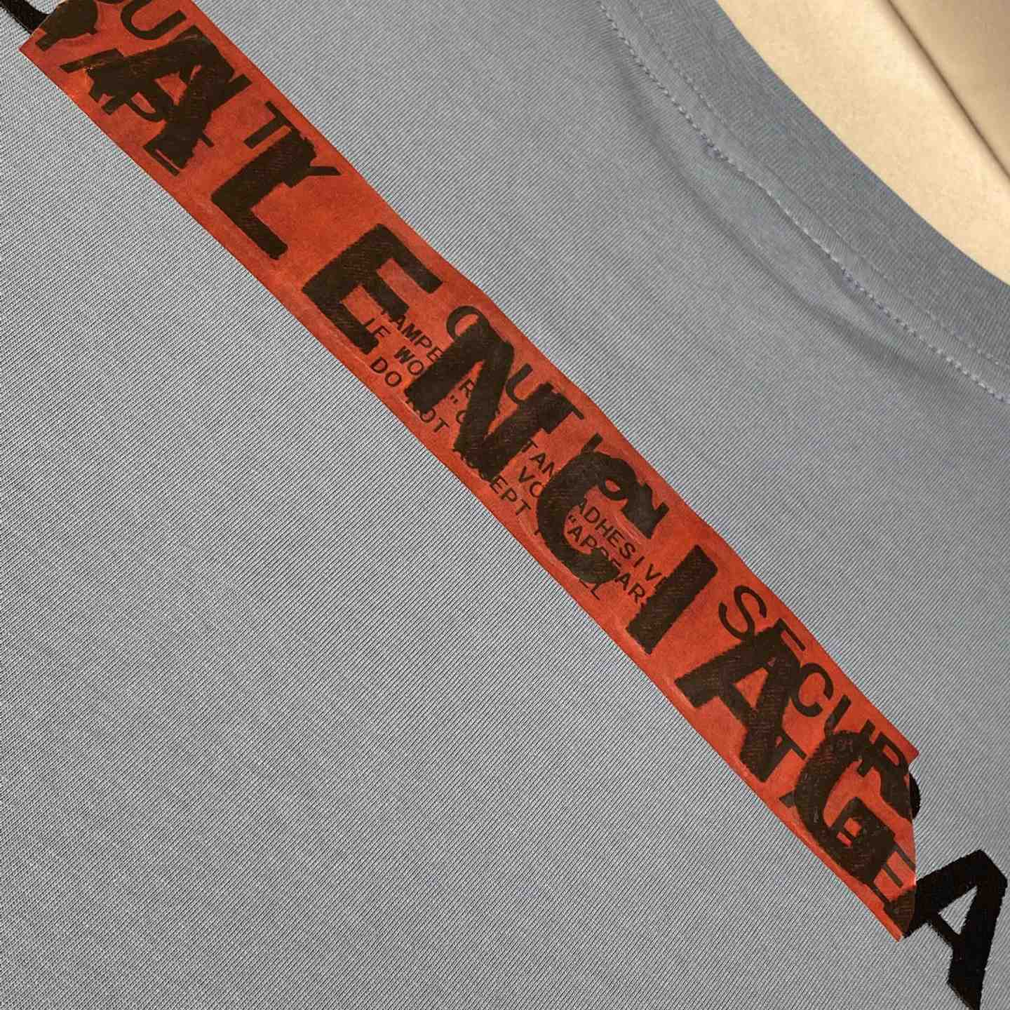 Balenciaga Taped Balenciaga Back T-Shirt Medium Fit In Grey Blue - DesignerGu