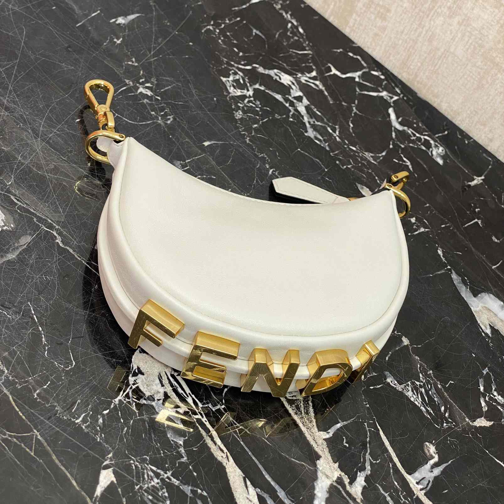 Fendi Fendigraphy Mini White Leather Mini Bag - 