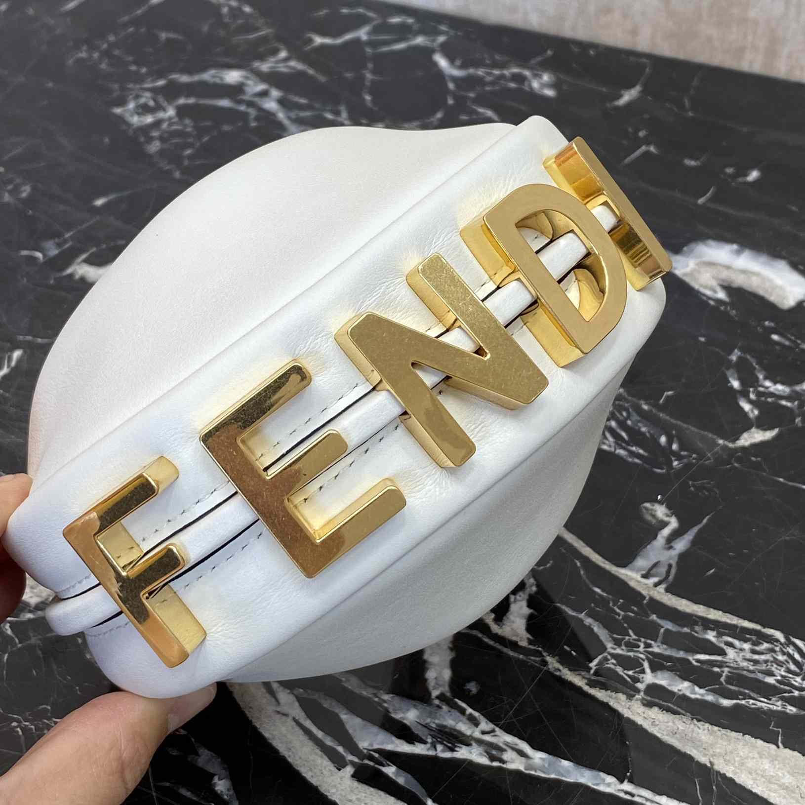 Fendi Fendigraphy Mini White Leather Mini Bag - 