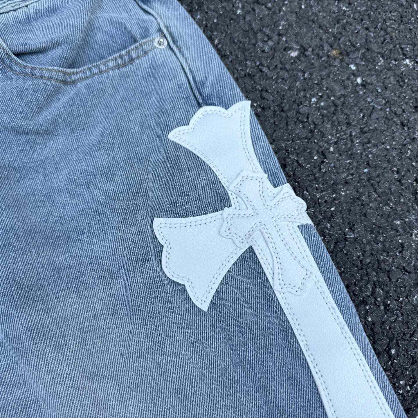 Chrome Hearts x Gallery Dept Cross Patch Flare Denim Jean - DesignerGu