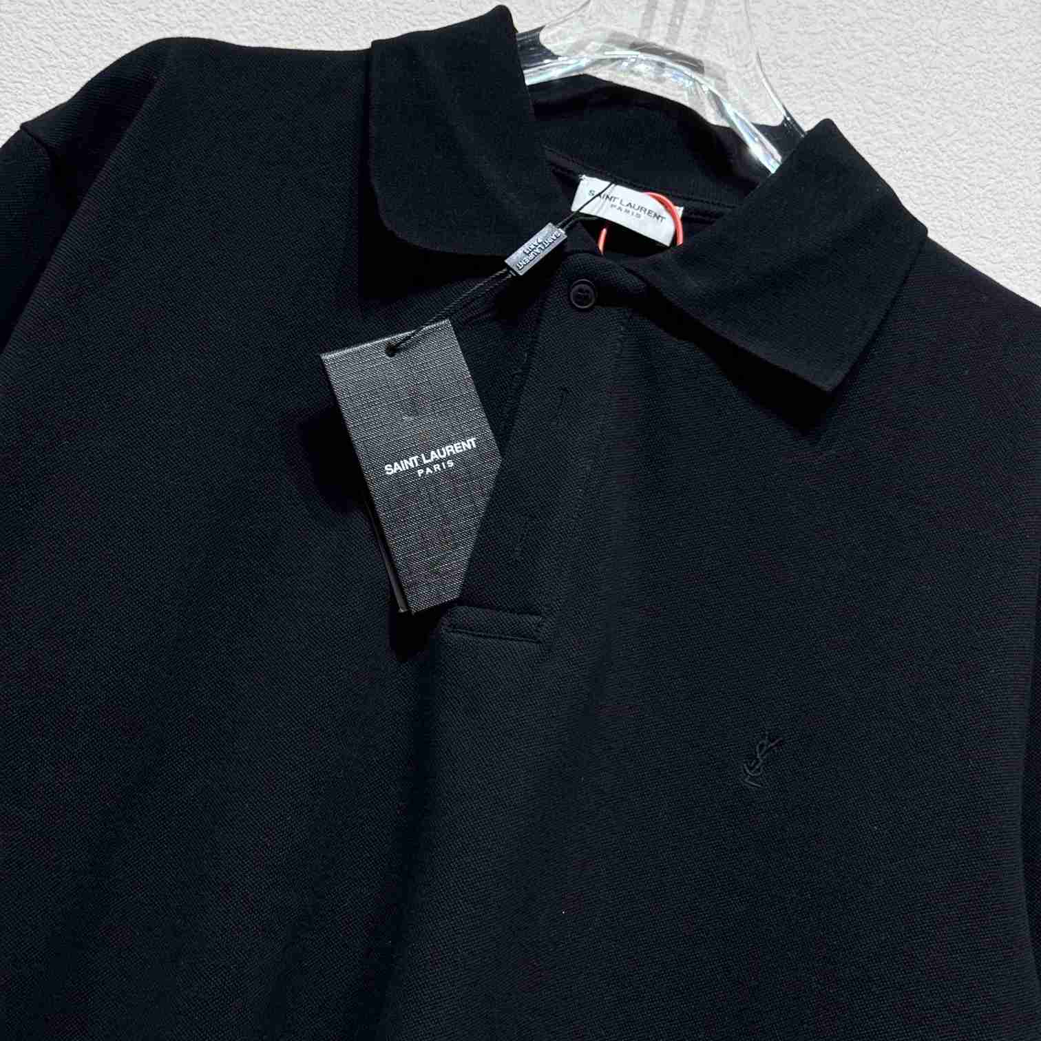 Saint Laurent Cassandre Polo Shirt In Striped Pique - DesignerGu