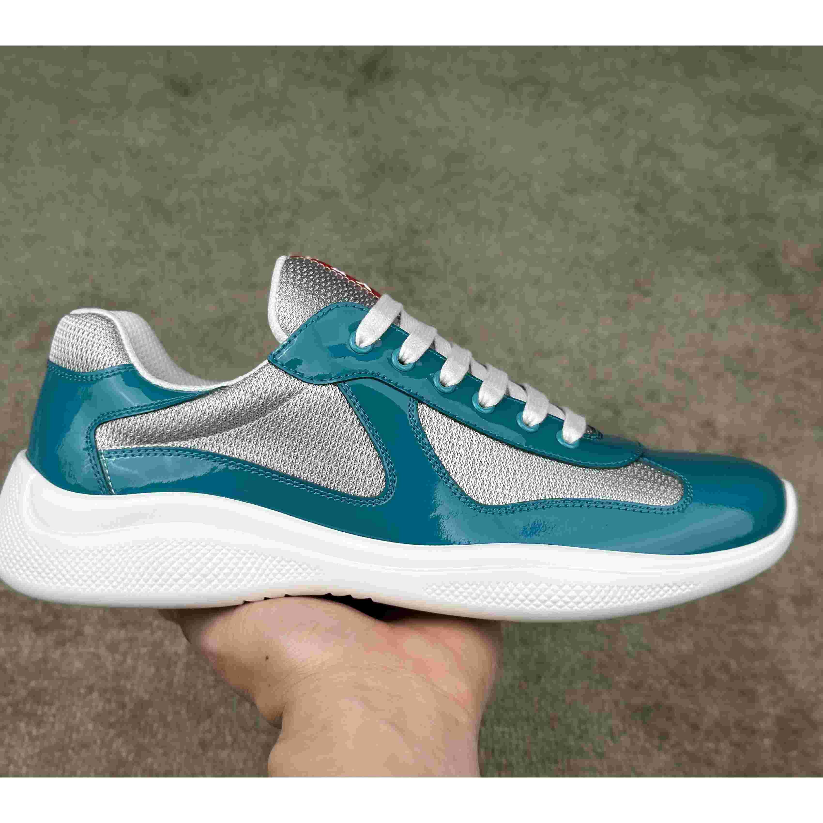 Prada America's Cup Patent Leather And Bike Fabric Sneakers - DesignerGu