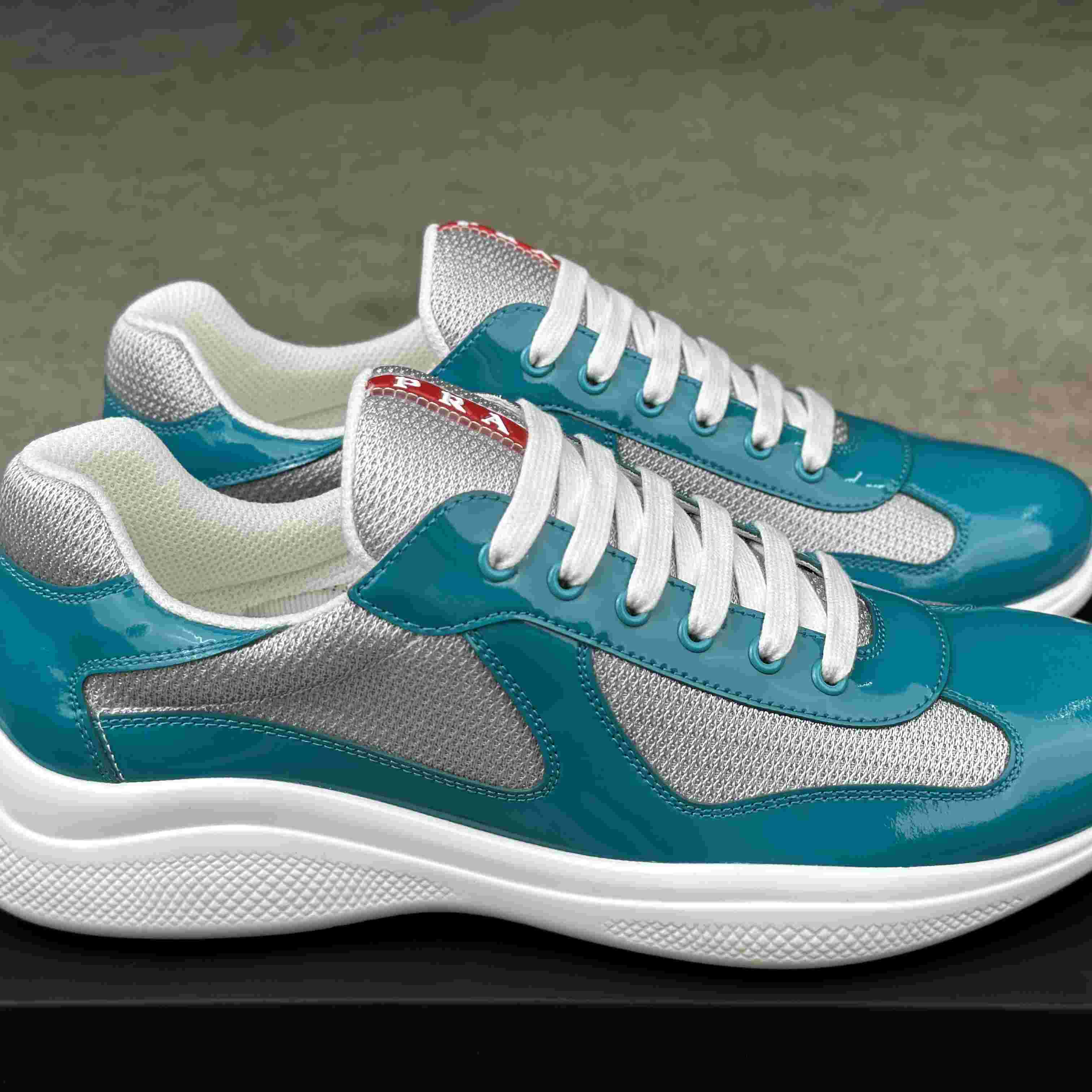 Prada America's Cup Patent Leather And Bike Fabric Sneakers - DesignerGu
