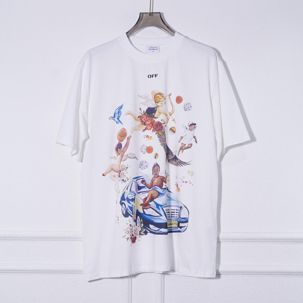 Off White White Car Fresco T-Shirt - DesignerGu