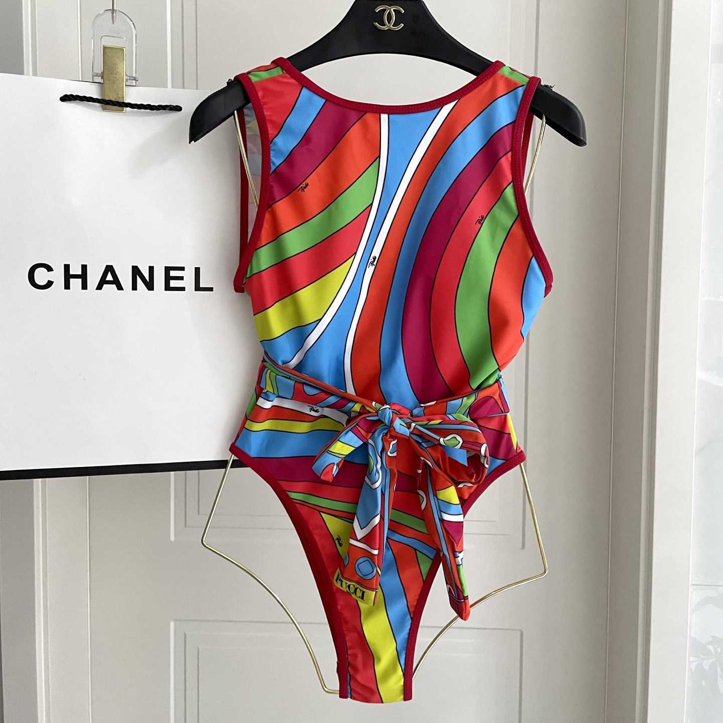 Pucci One-shoulder Embellished Printed Swimsuit  - 
