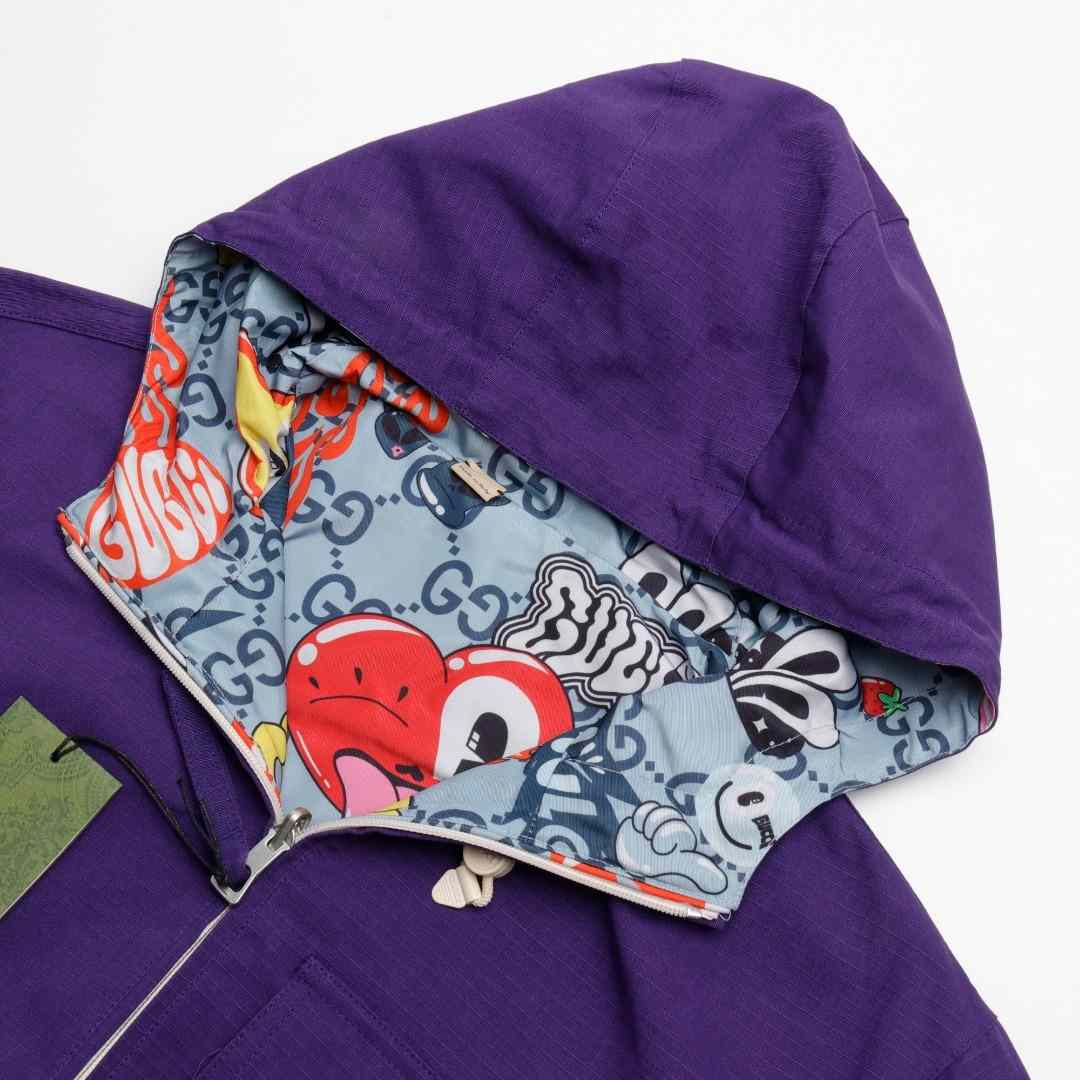 Gucci Reversible Cotton Ripstop Jacket In Purple - DesignerGu