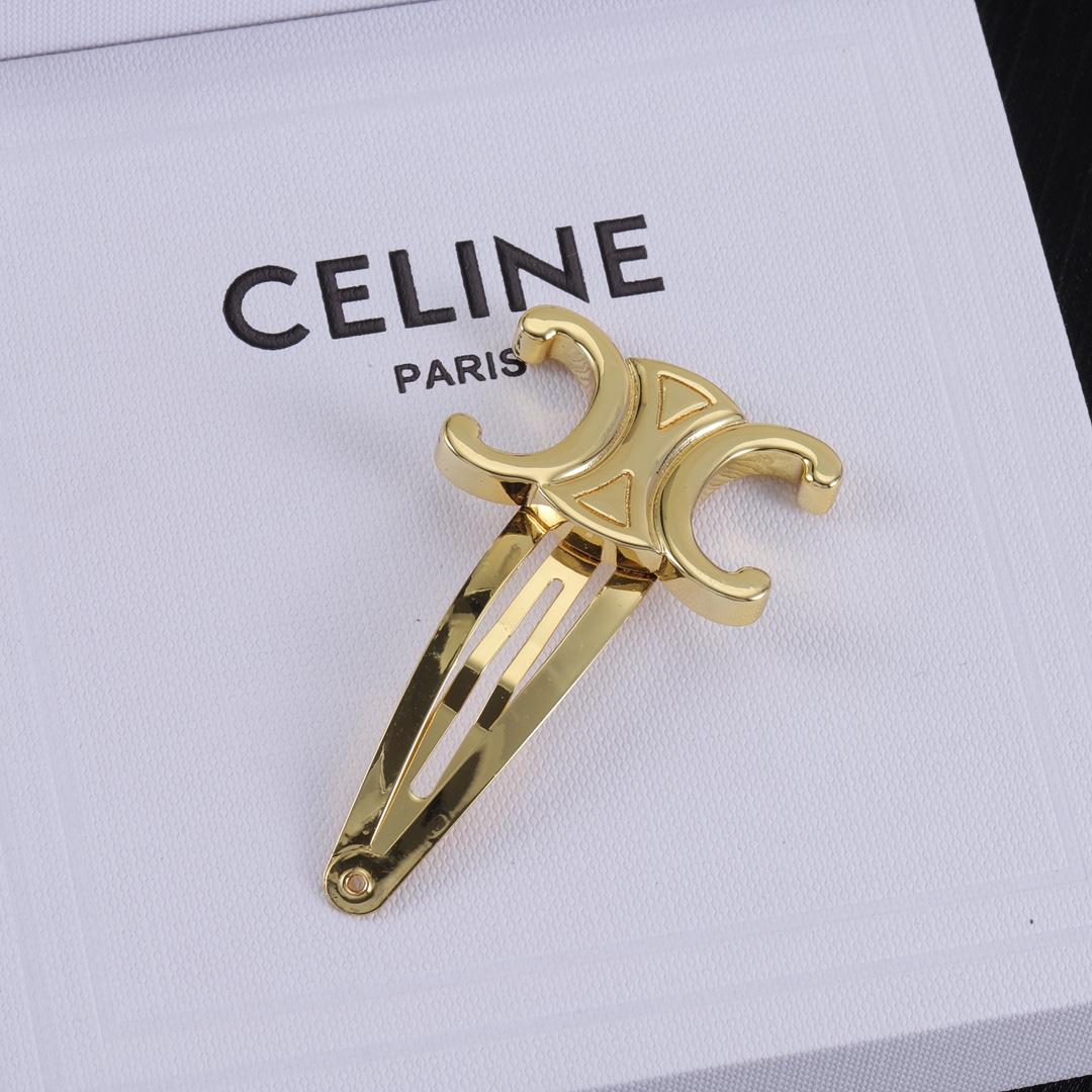 Celine Hair Clips In Brass With Gold Finish And Steel - DesignerGu