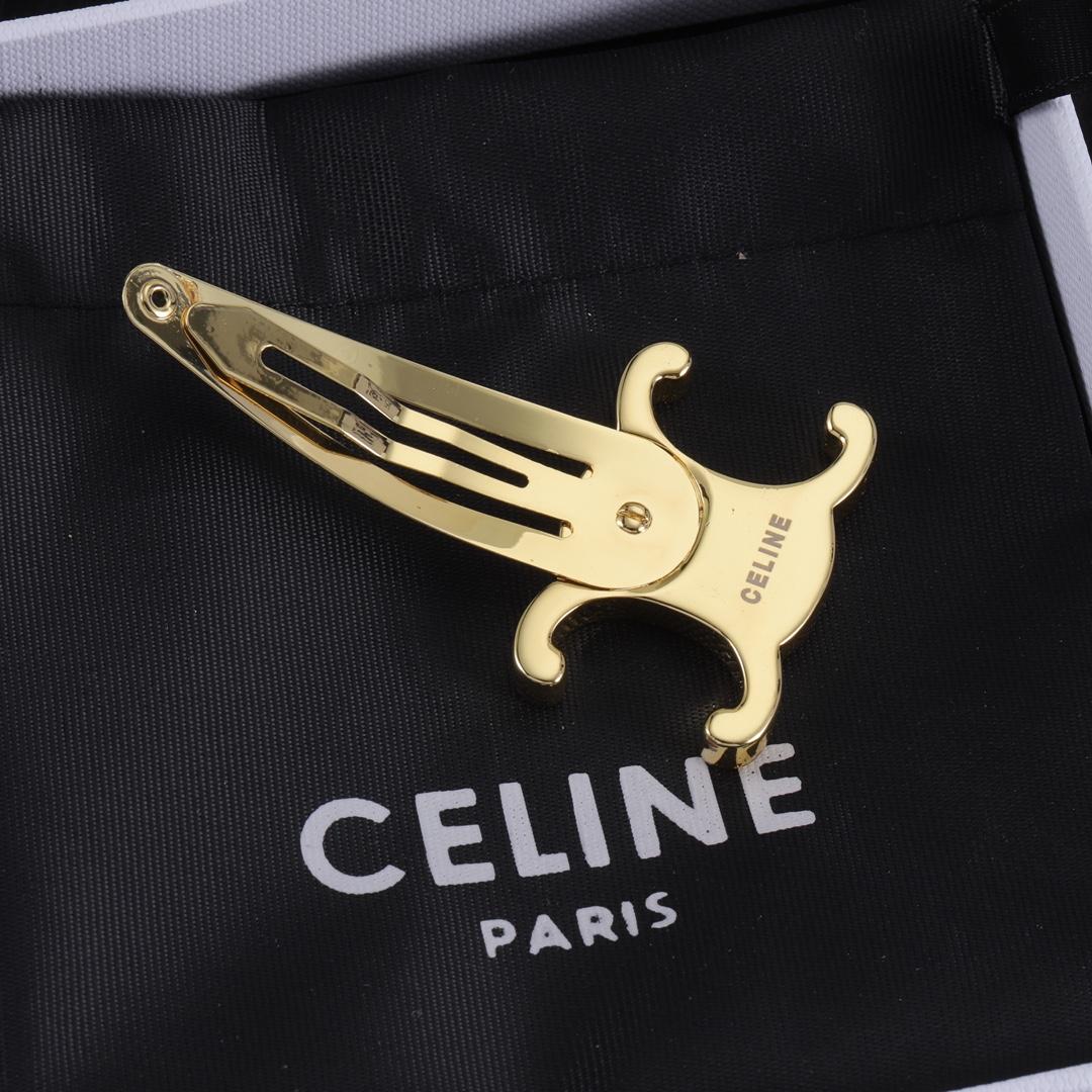 Celine Hair Clips In Brass With Gold Finish And Steel - DesignerGu