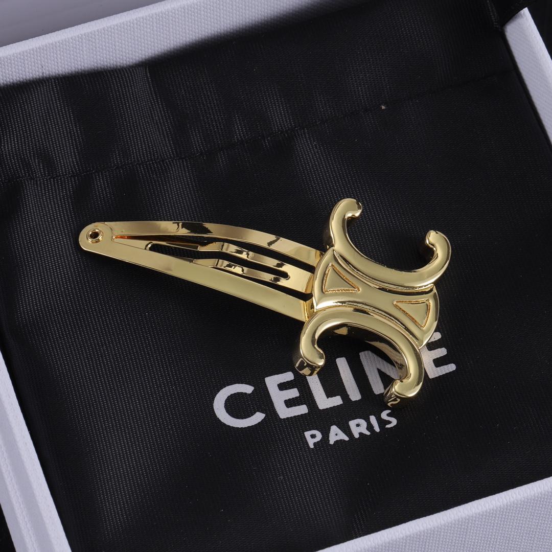 Celine Hair Clips In Brass With Gold Finish And Steel - DesignerGu