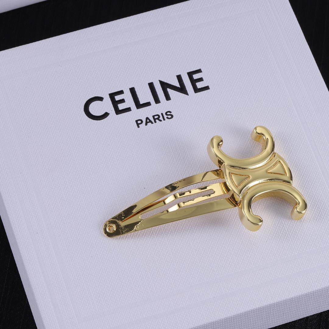 Celine Hair Clips In Brass With Gold Finish And Steel - DesignerGu