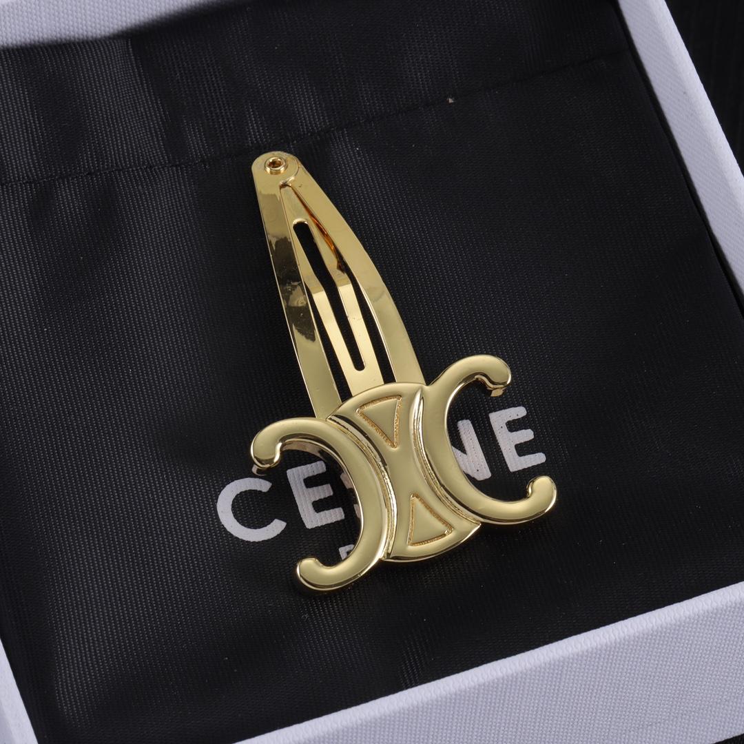 Celine Hair Clips In Brass With Gold Finish And Steel - DesignerGu