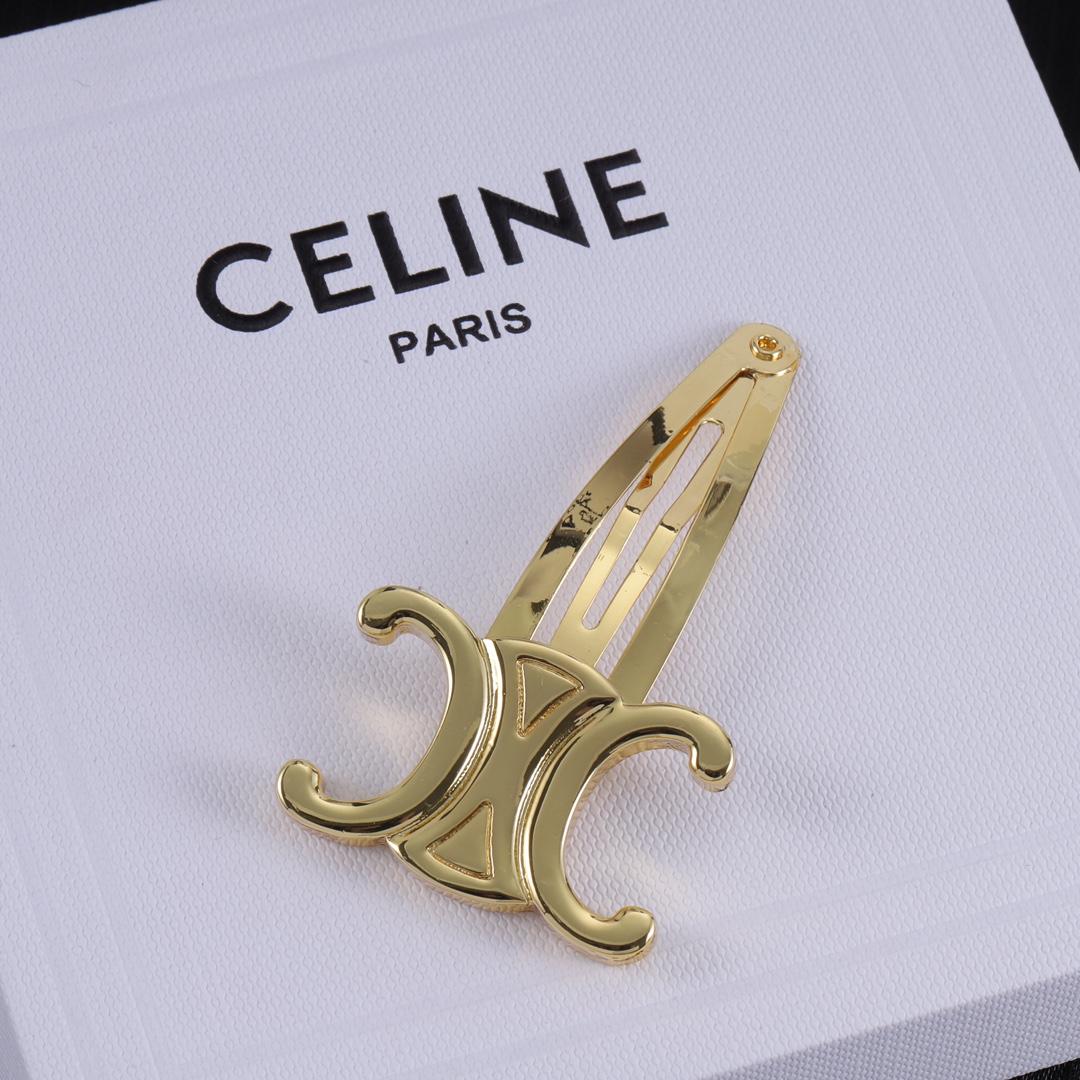 Celine Hair Clips In Brass With Gold Finish And Steel - DesignerGu