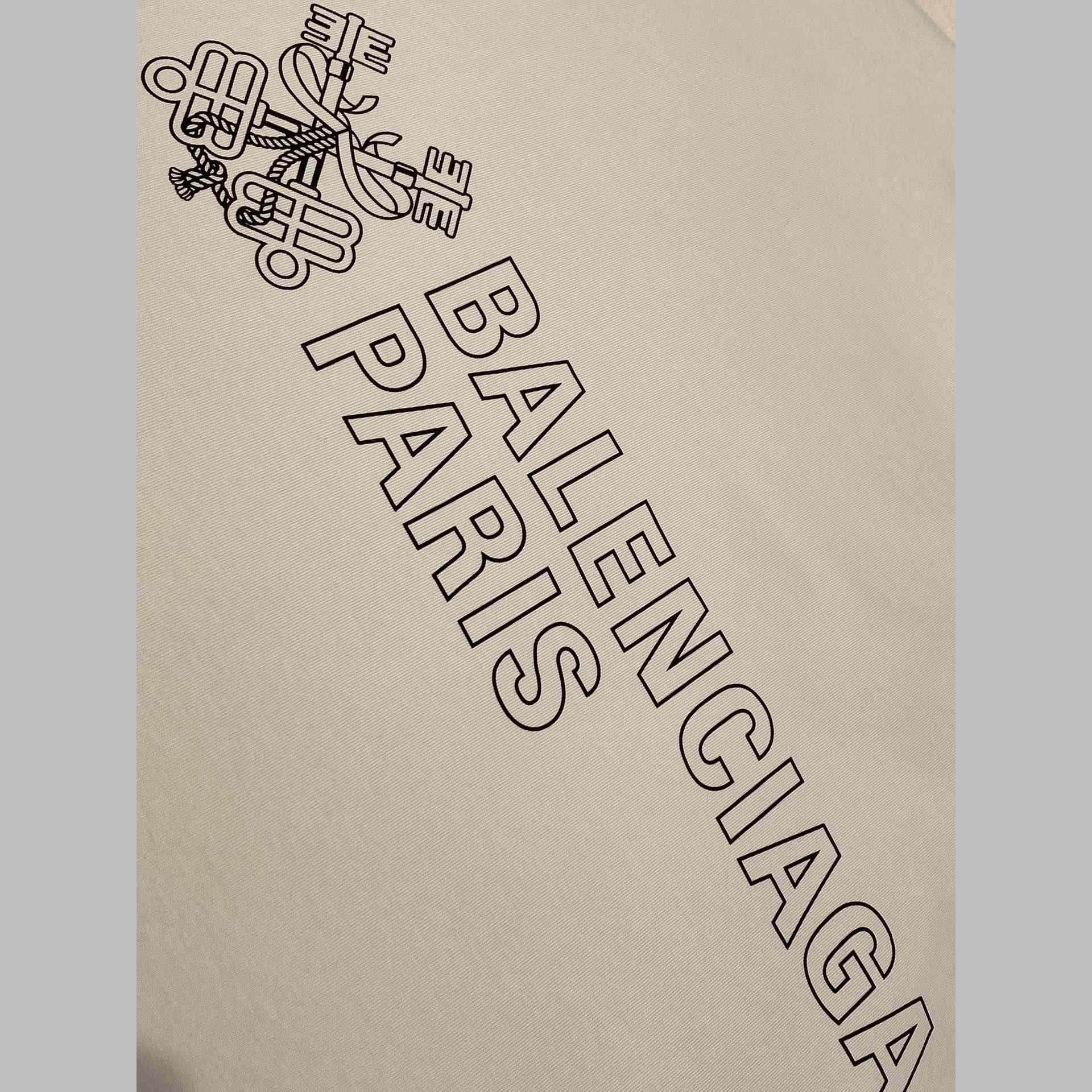 Balenciaga Men's White Oversized Key Crest T-Shirt - DesignerGu