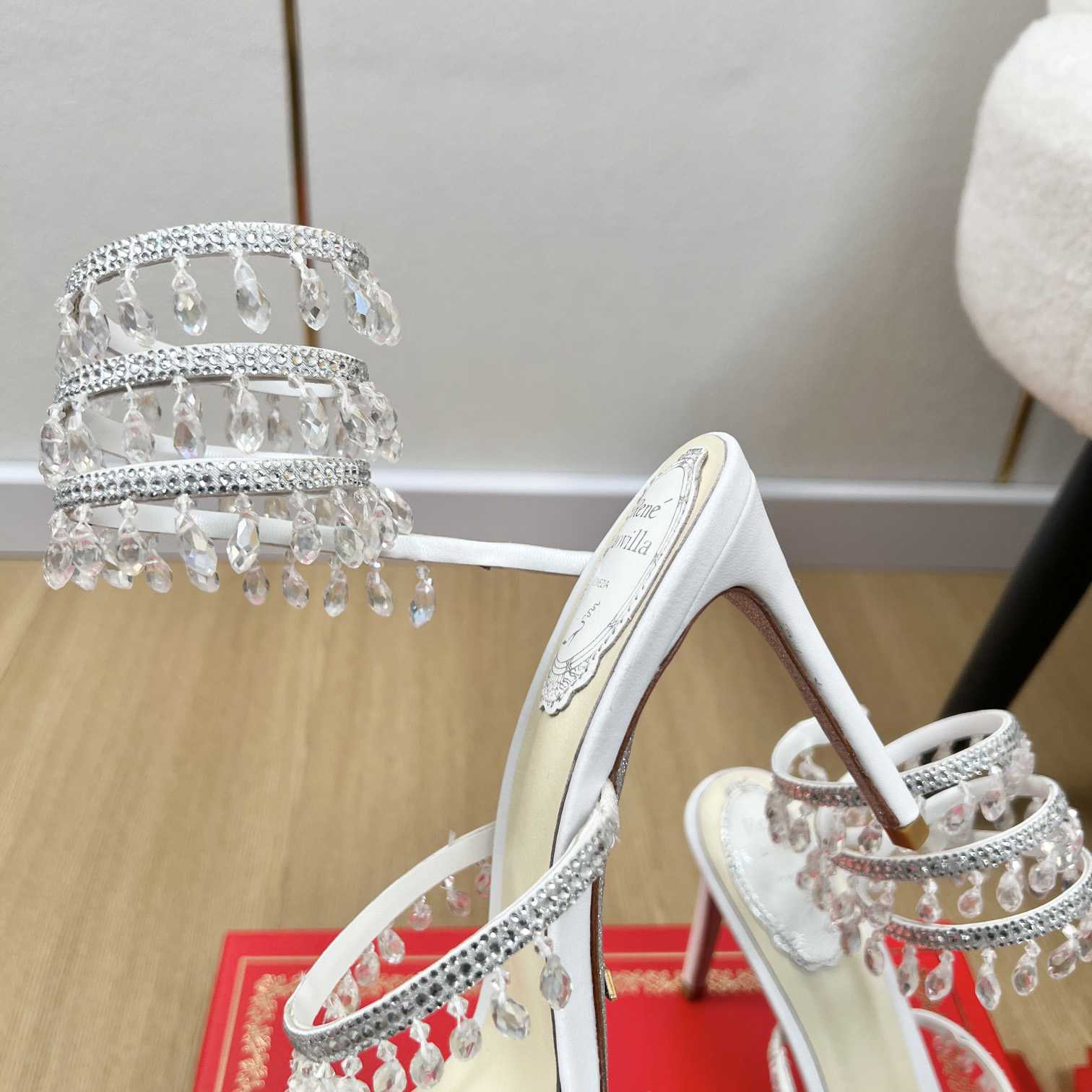 Rene Caovilla Jeweled Chandelier Crystal Teal Sandal  95mm - DesignerGu