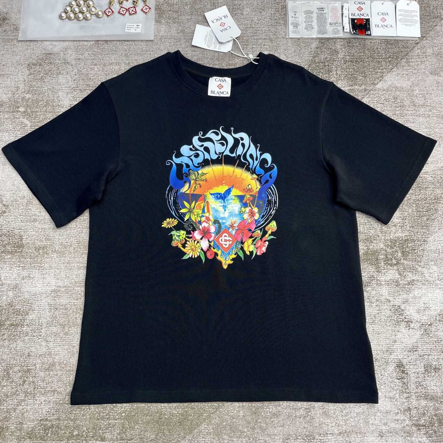 Casablanca Surf Trip Printed Tee - Black  C995 - DesignerGu