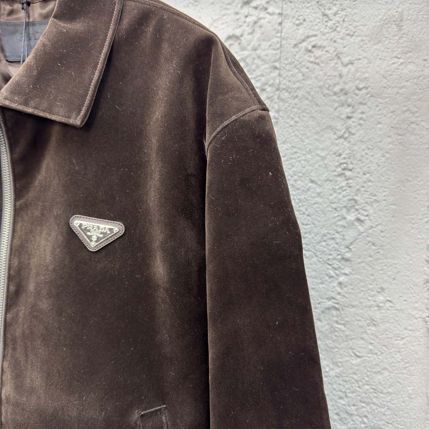 Prada Triangle-logo Velvet Blouson Jacket - DesignerGu