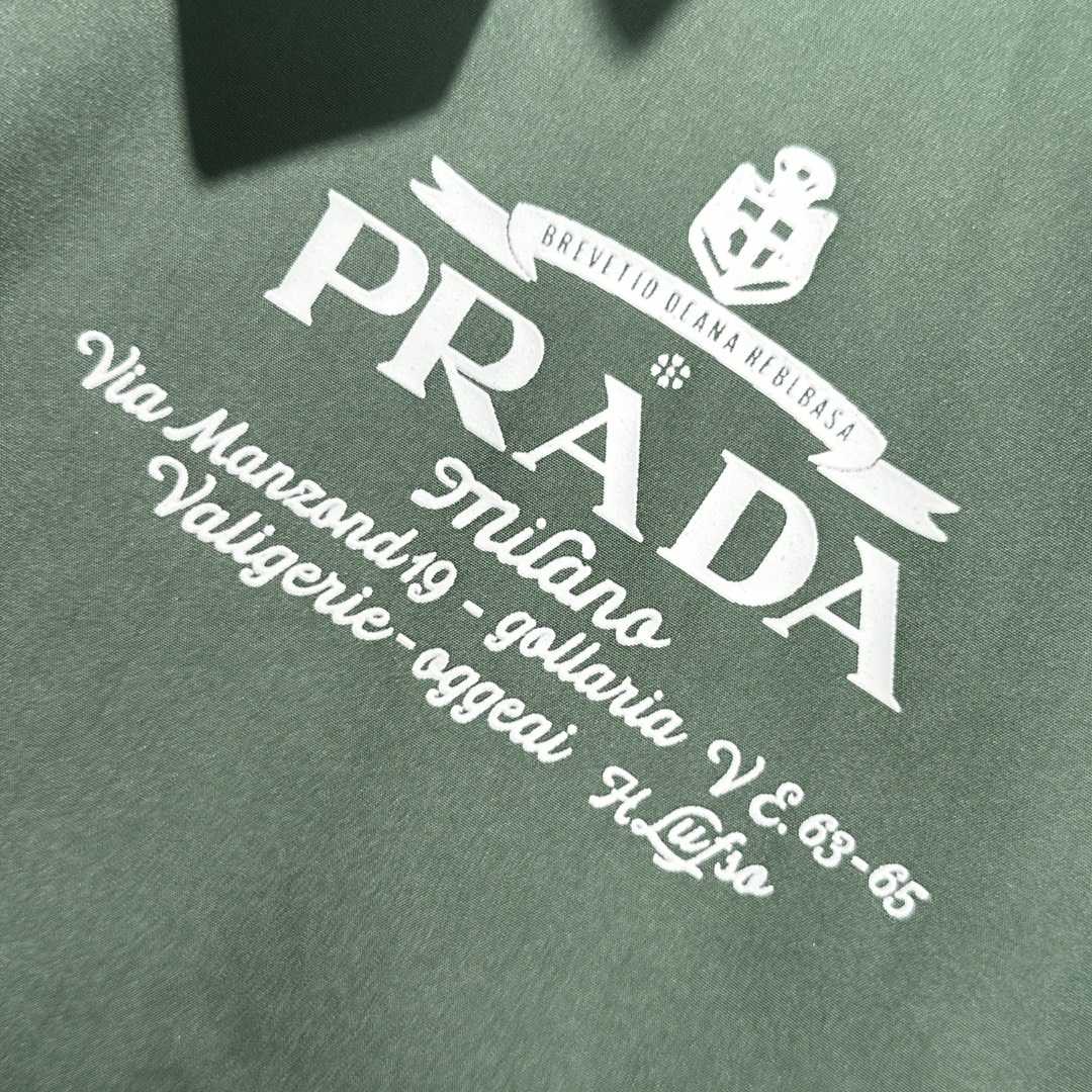 Prada Logo Print Zip Jacket Green - DesignerGu