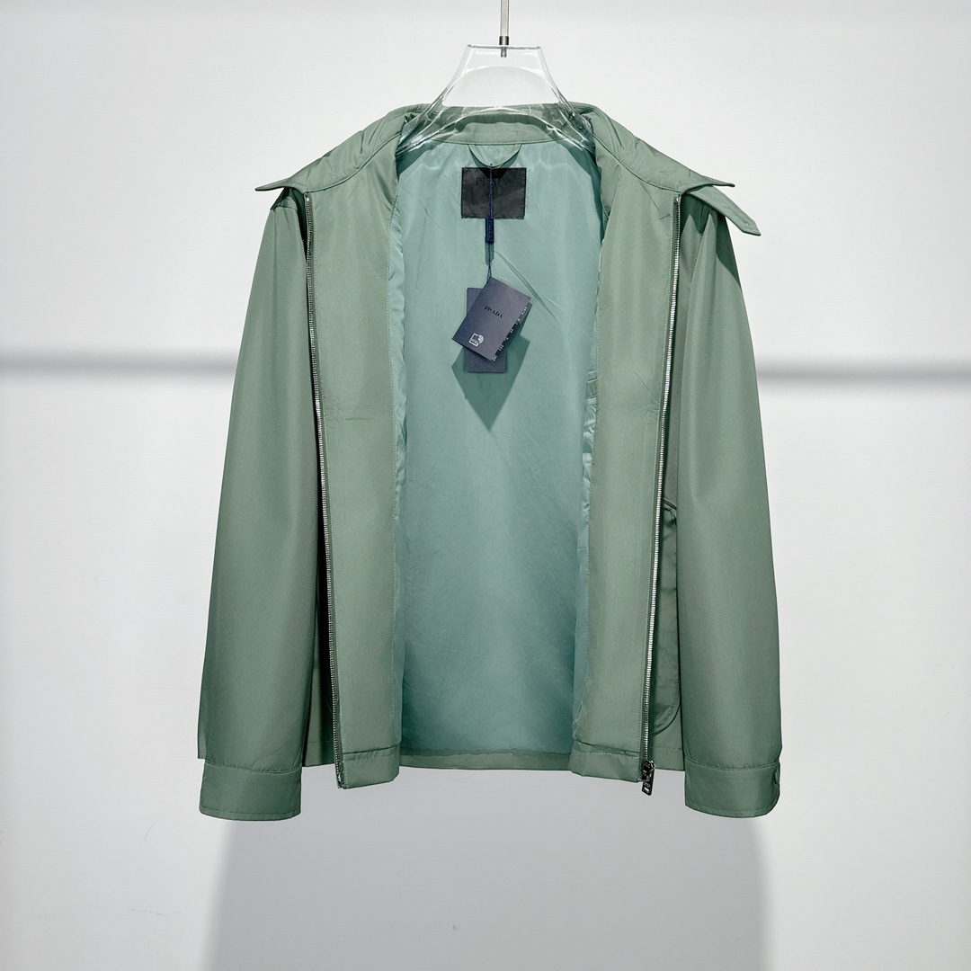 Prada Logo Print Zip Jacket Green - DesignerGu