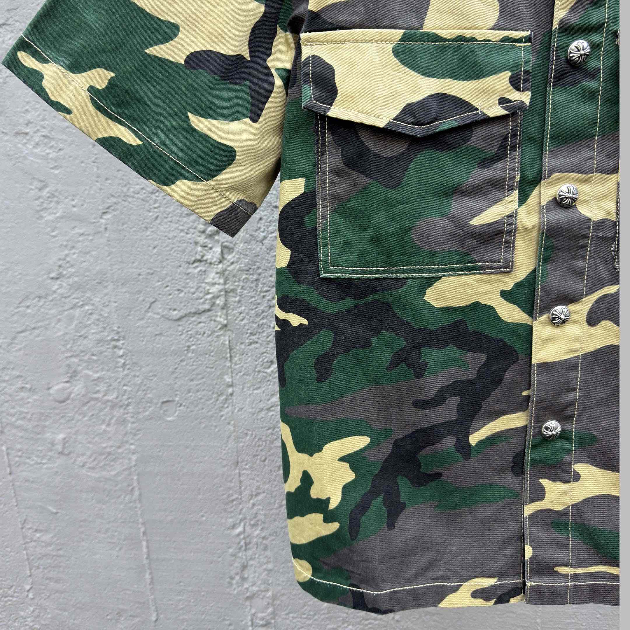 Chrome Hearts Matty Boy Sex Records Camo Cropped Button Up - DesignerGu