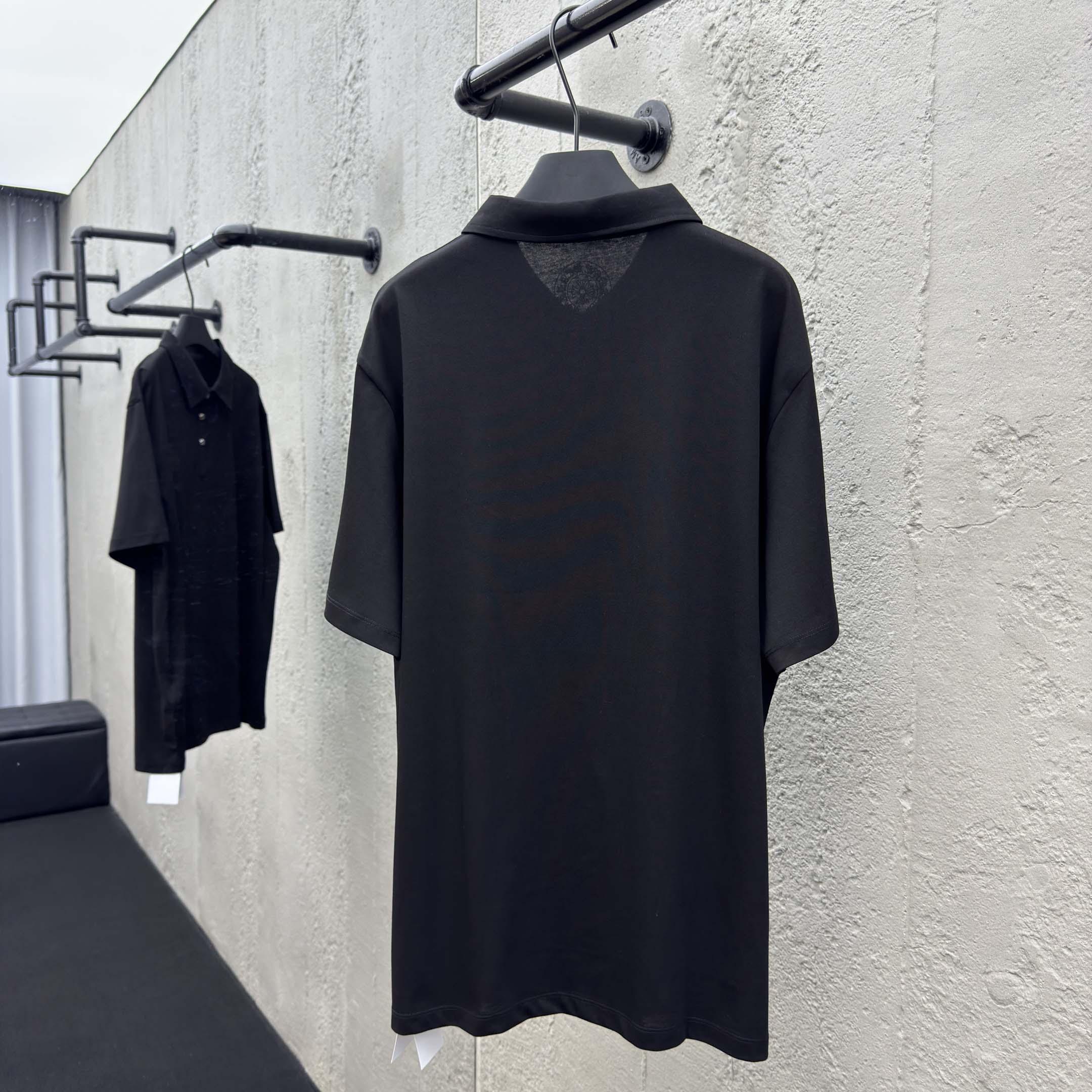 Chrome Heart Logo 3 Button Polo Tee - DesignerGu