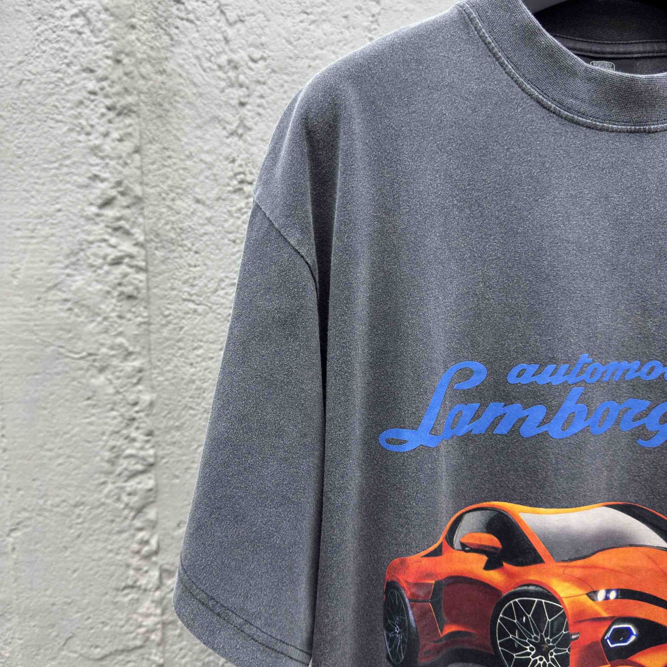 Balenciaga Automobili Lamborghini Oversized T-Shirt In Faded Black Dry Jersey - DesignerGu