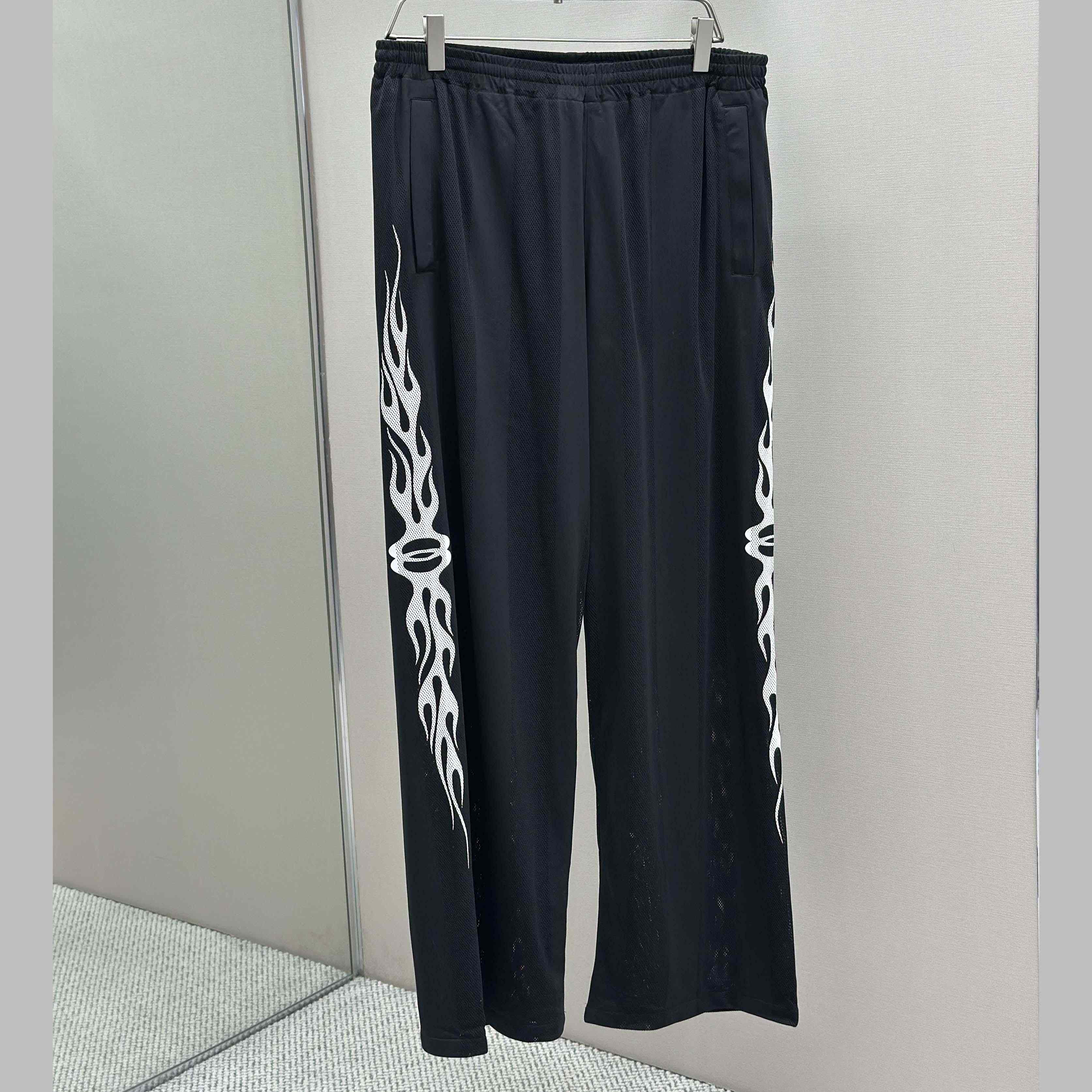 Balenciaga Black Striped Mesh Baggy Track Pants - DesignerGu