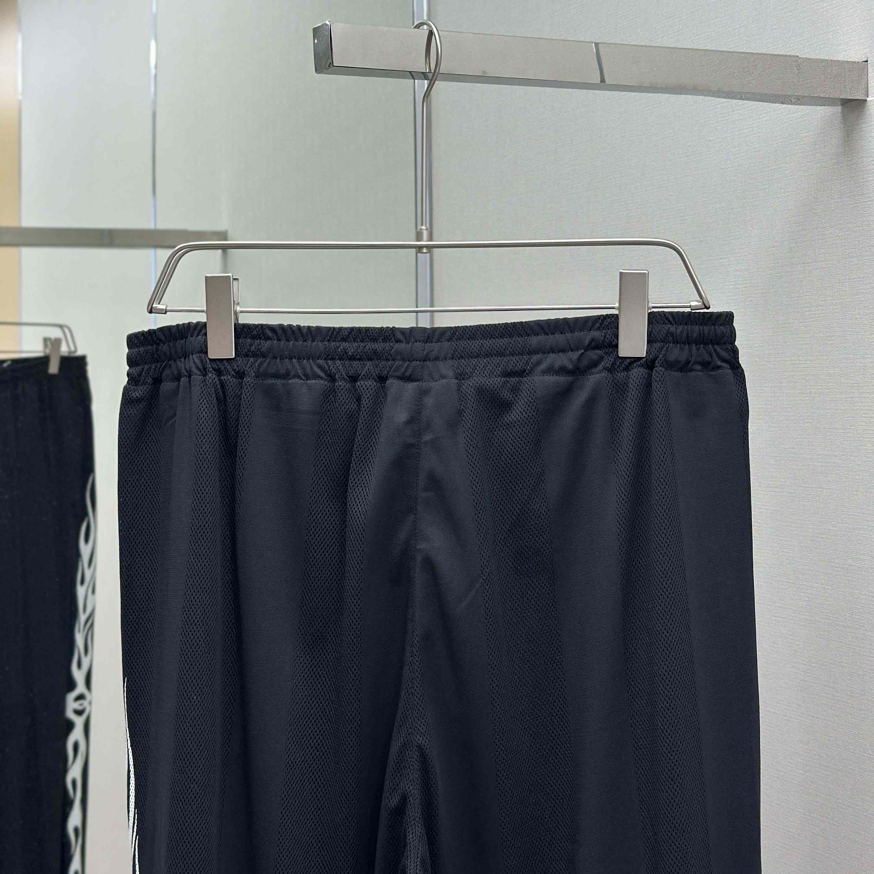 Balenciaga Black Striped Mesh Baggy Track Pants - DesignerGu