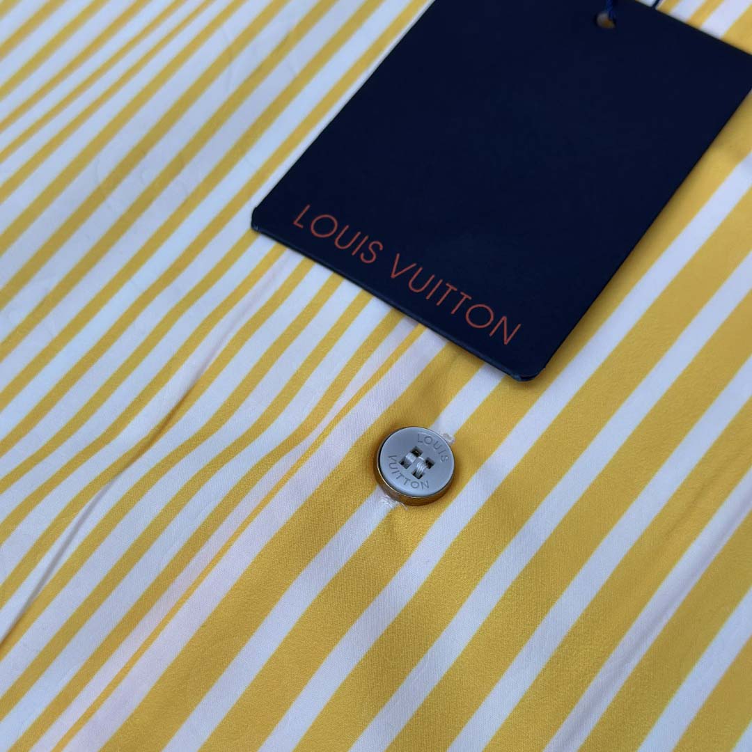 Louis Vuitton Monogram Striped Patchwork Short-Sleeved Shirt   1AHVWT - DesignerGu