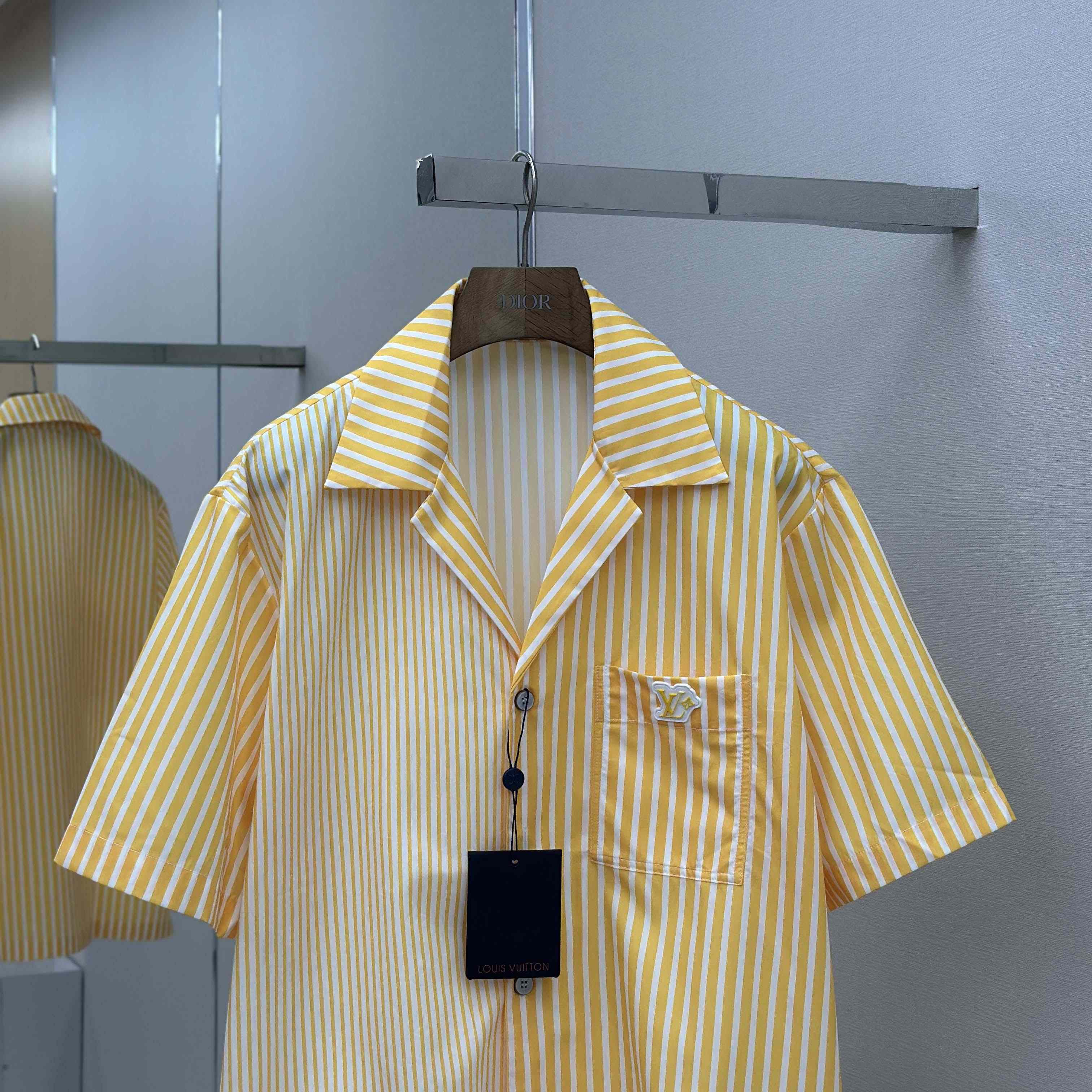 Louis Vuitton Monogram Striped Patchwork Short-Sleeved Shirt   1AHVWT - DesignerGu