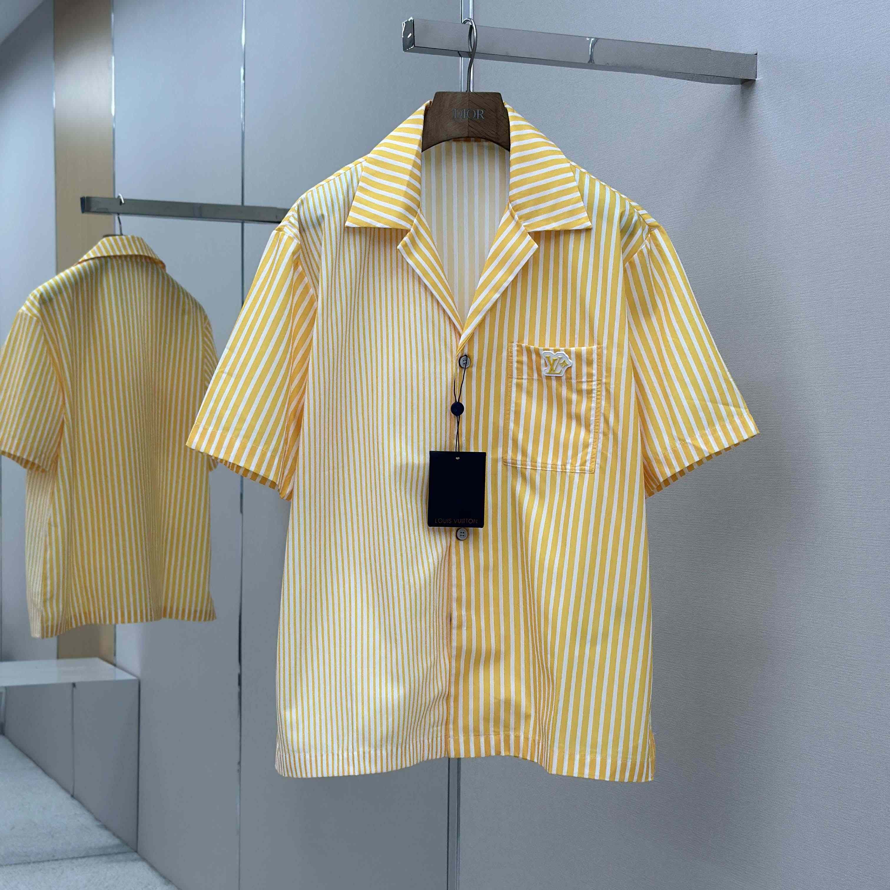 Louis Vuitton Monogram Striped Patchwork Short-Sleeved Shirt   1AHVWT - DesignerGu