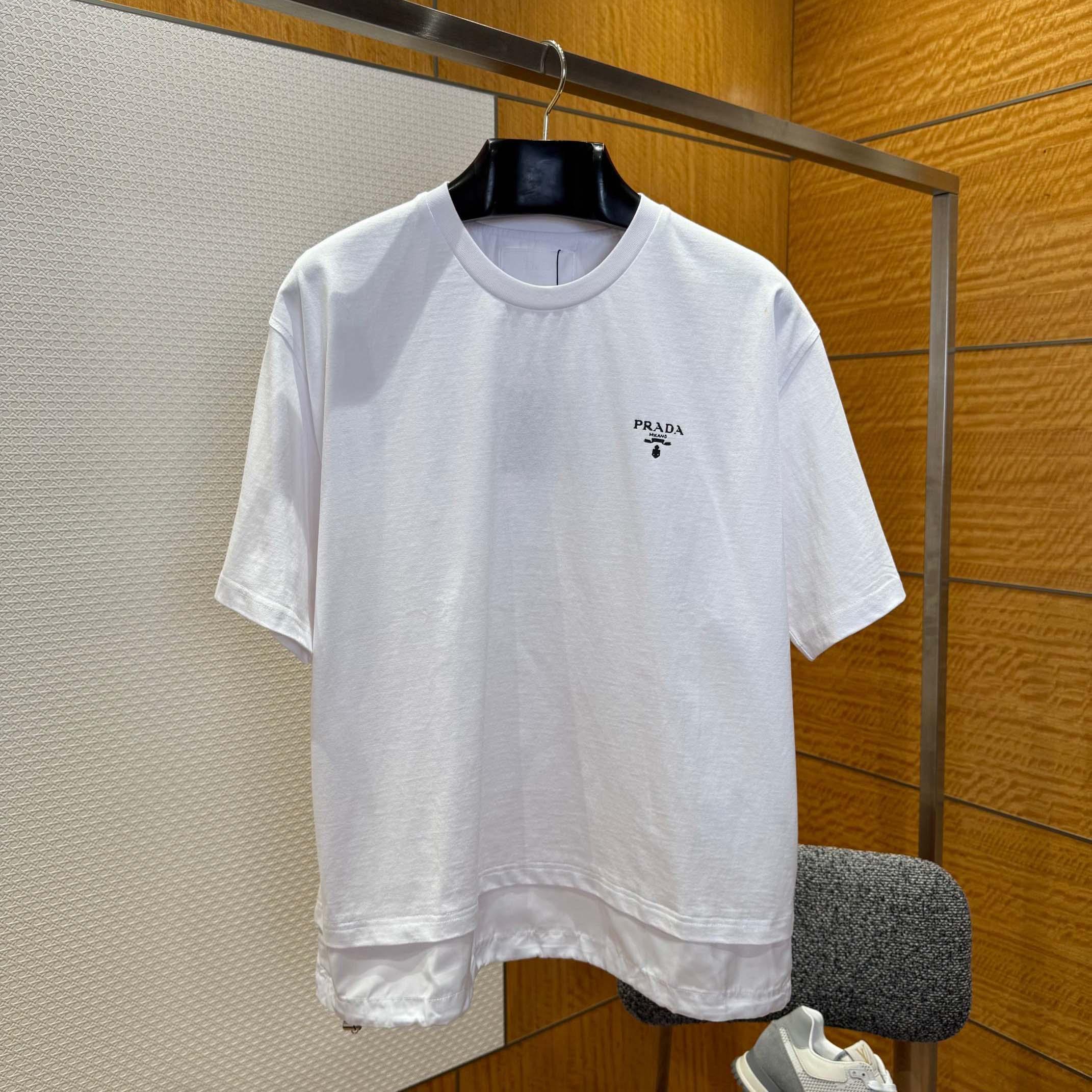 Prada Logo-print Layered-detail T-shirt - DesignerGu