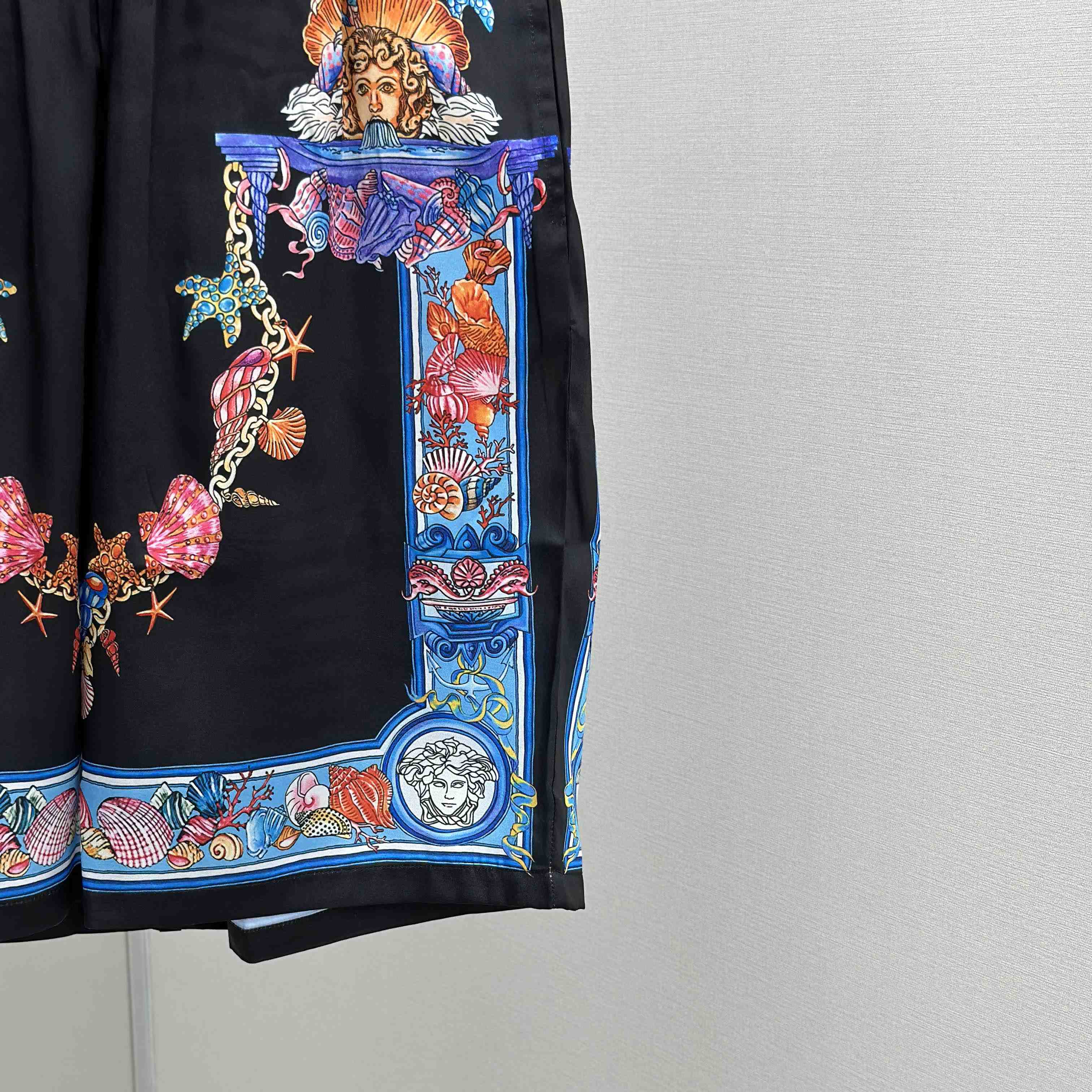 Versace Coral Theatre Silk Shirt & Silk Shorts - DesignerGu