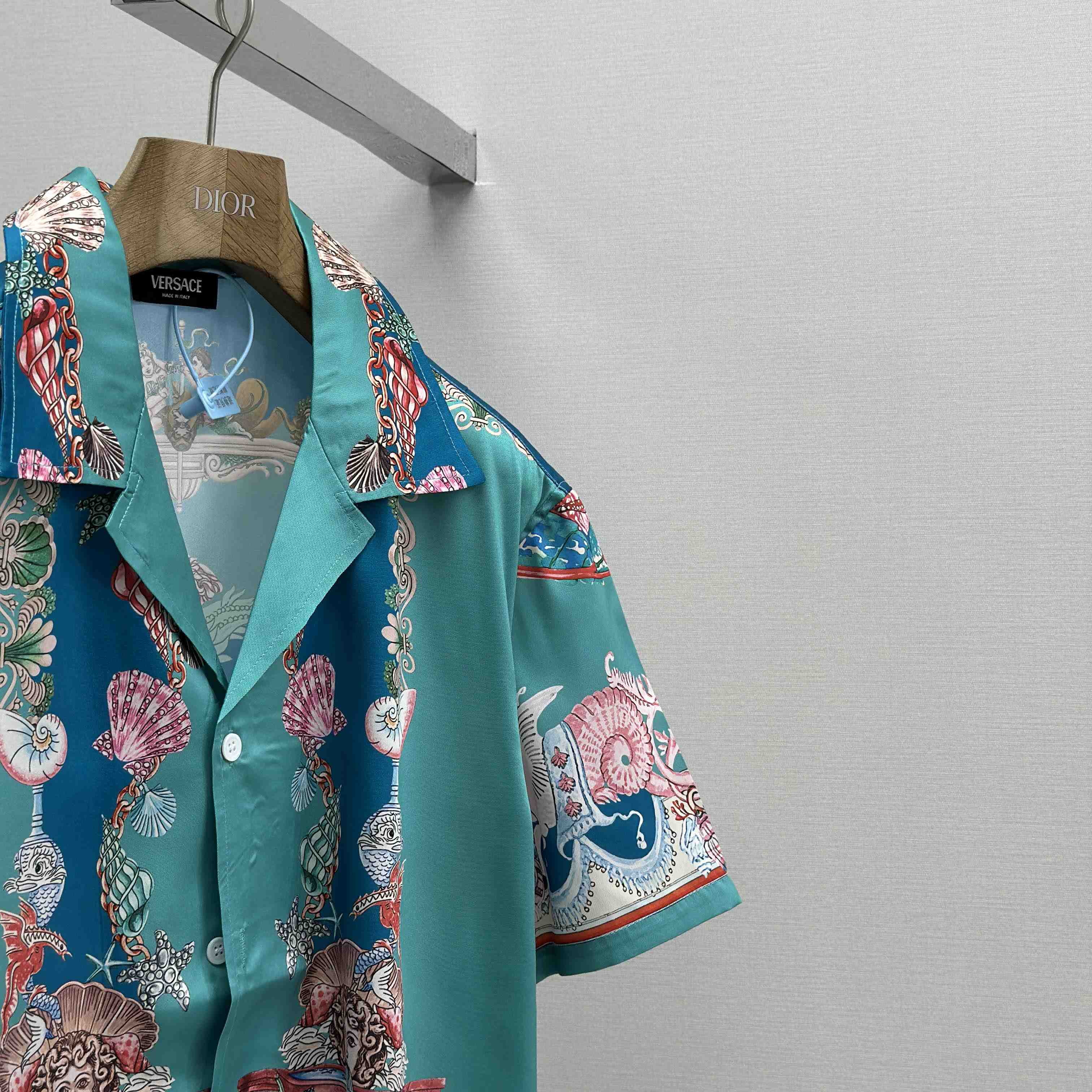 Versace Coral Theatre Silk Shirt & Silk Shorts - DesignerGu