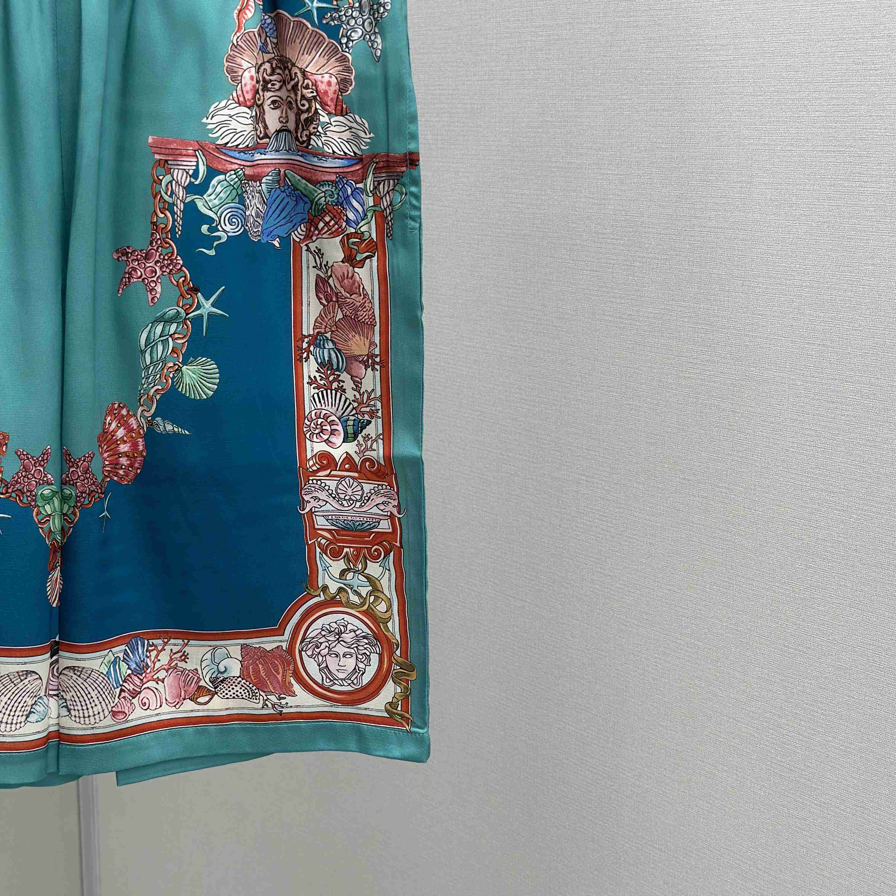 Versace Coral Theatre Silk Shirt & Silk Shorts - DesignerGu