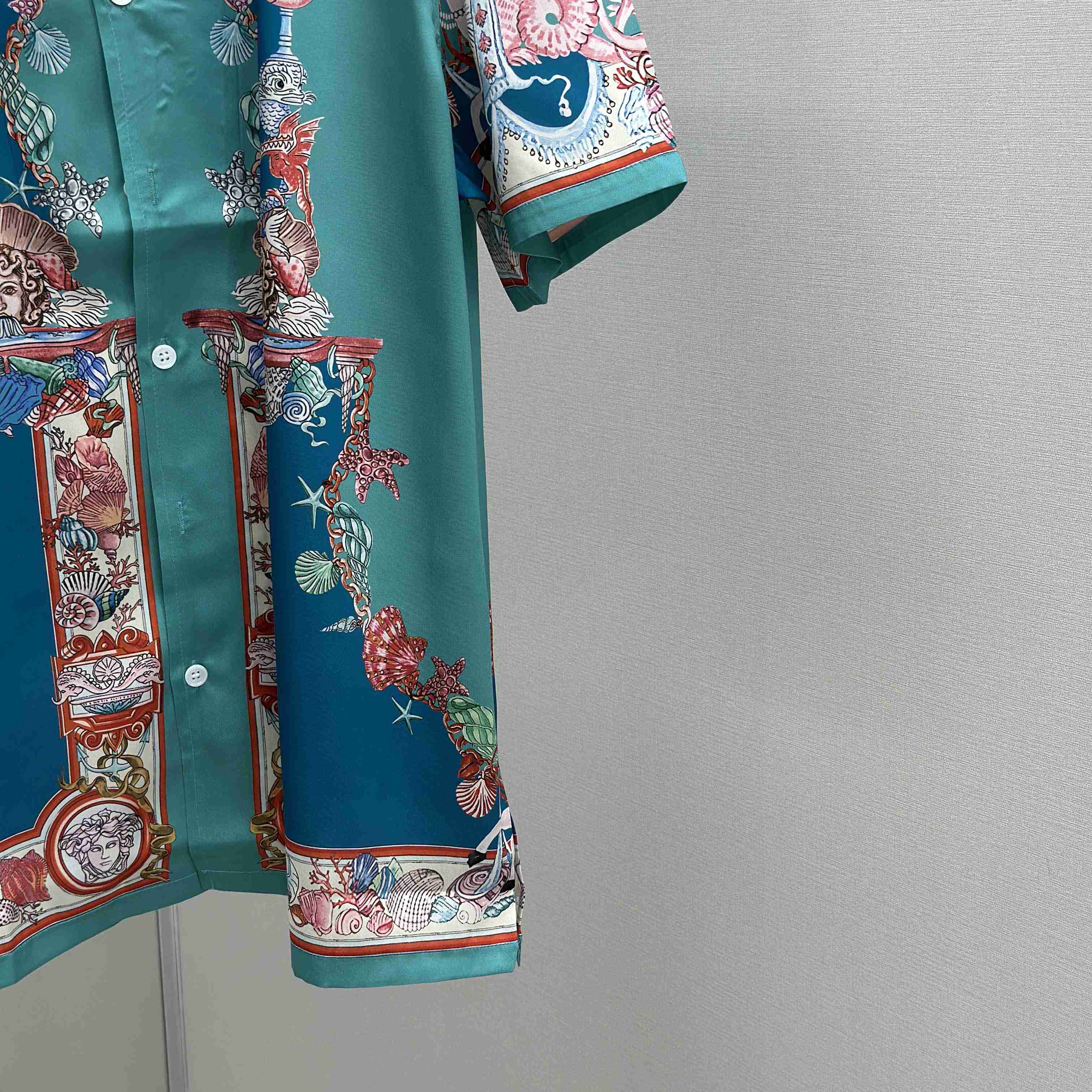 Versace Coral Theatre Silk Shirt & Silk Shorts - DesignerGu