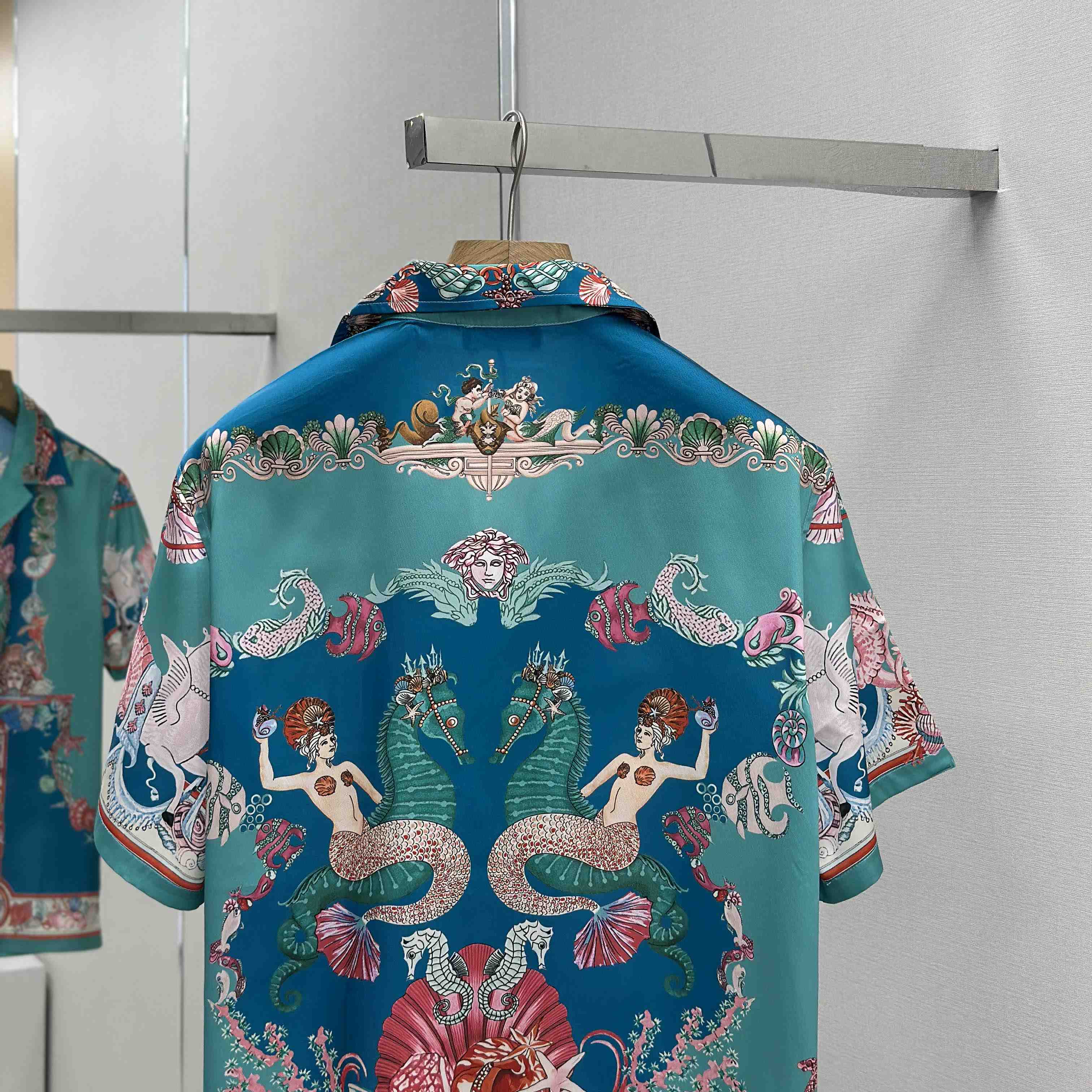 Versace Coral Theatre Silk Shirt & Silk Shorts - DesignerGu