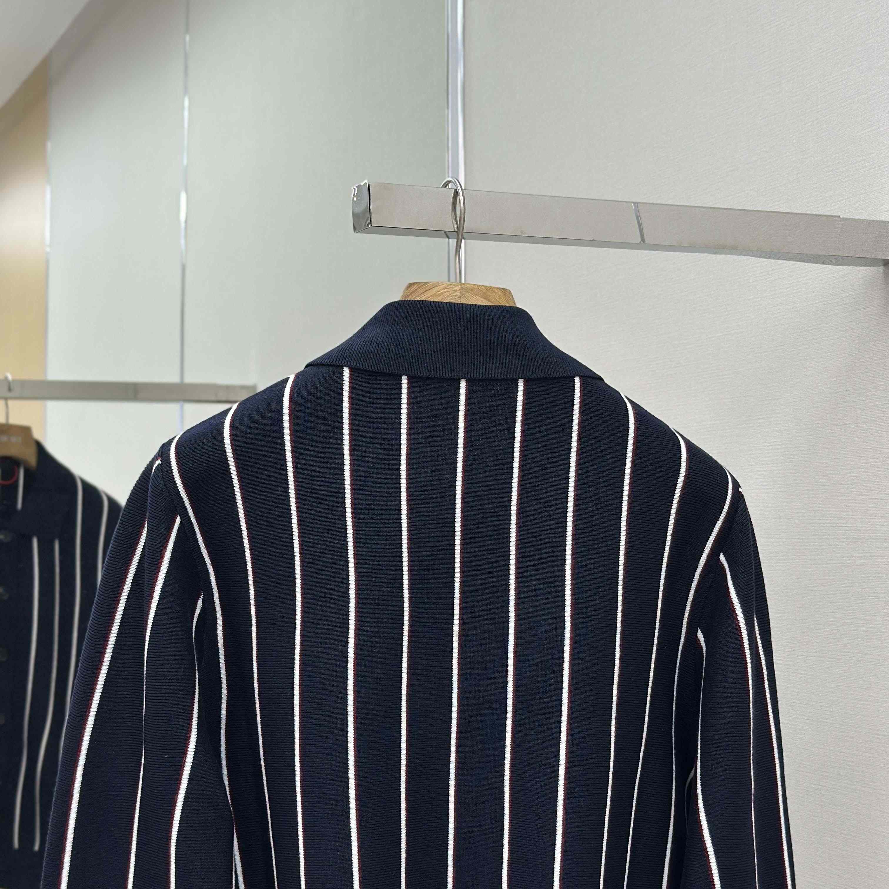 Prada Navy Striped Wool Cardigan - DesignerGu