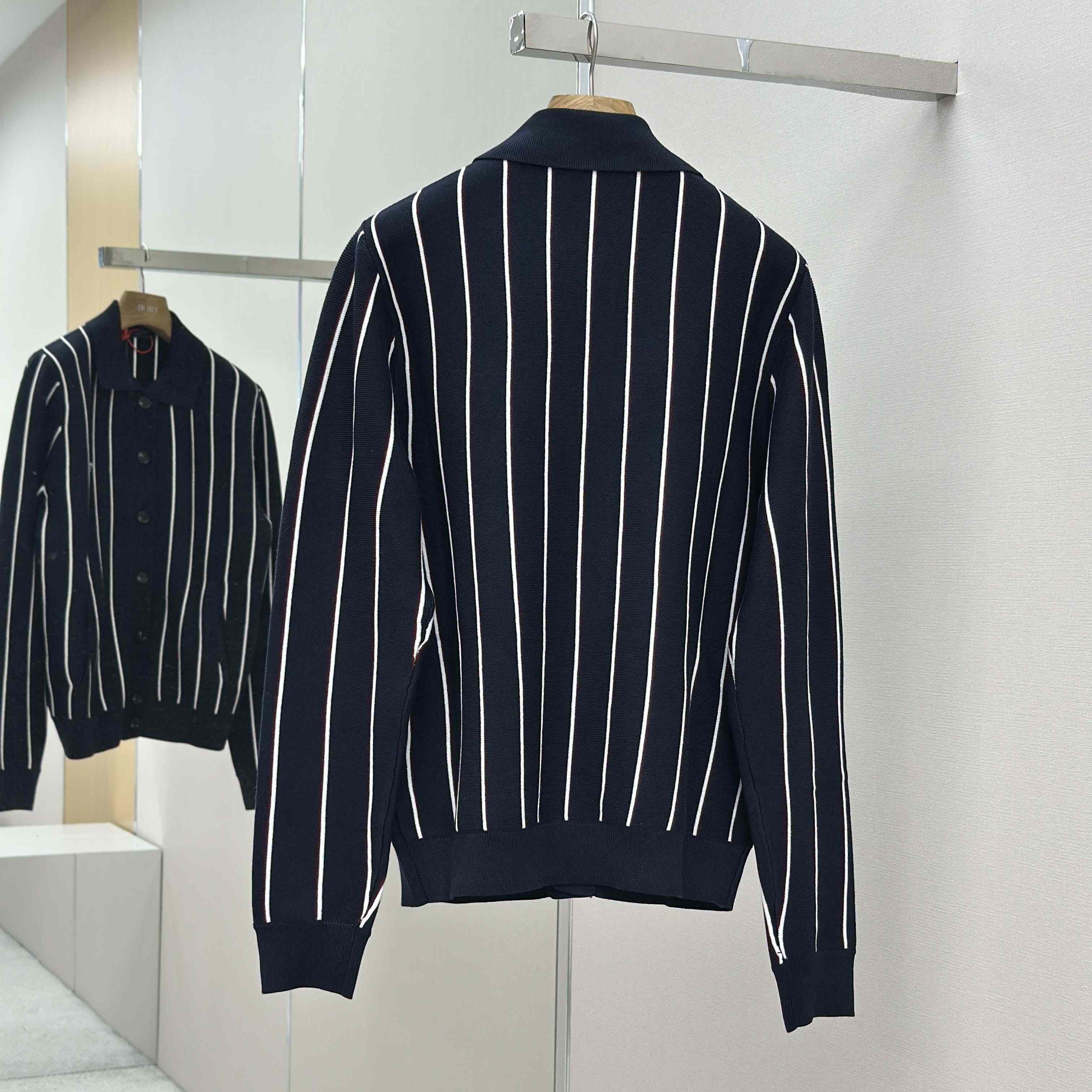 Prada Navy Striped Wool Cardigan - DesignerGu