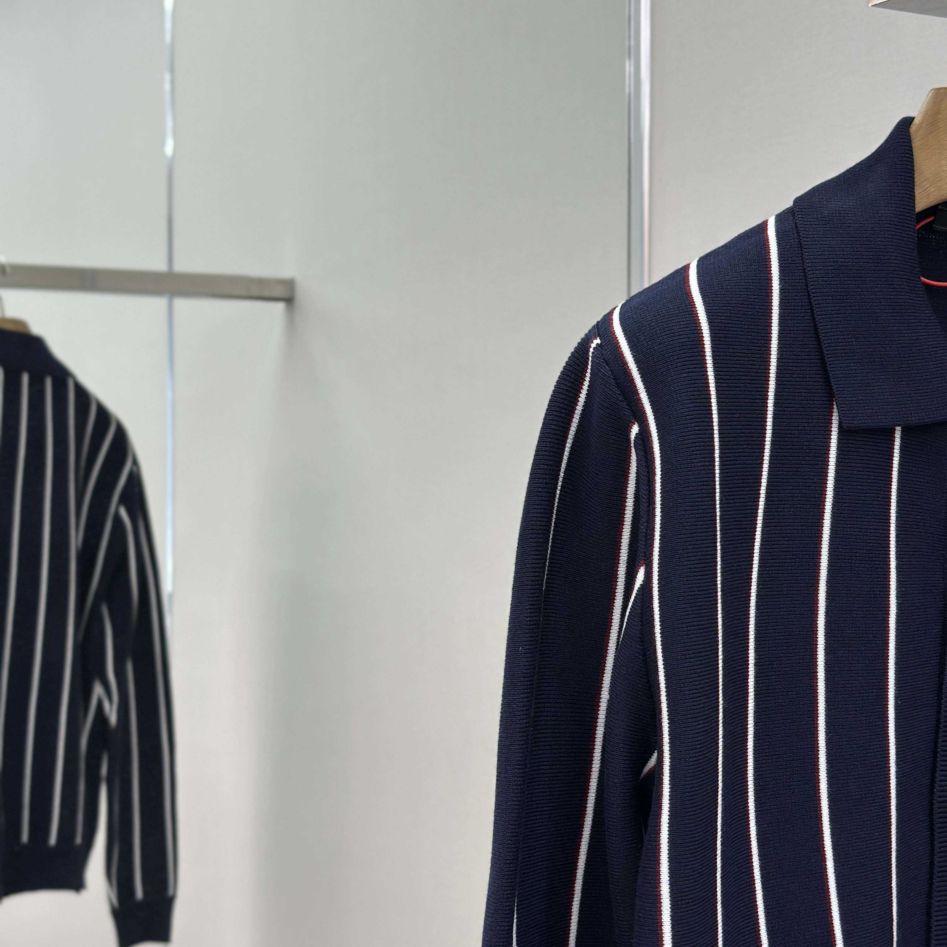 Prada Navy Striped Wool Cardigan - DesignerGu