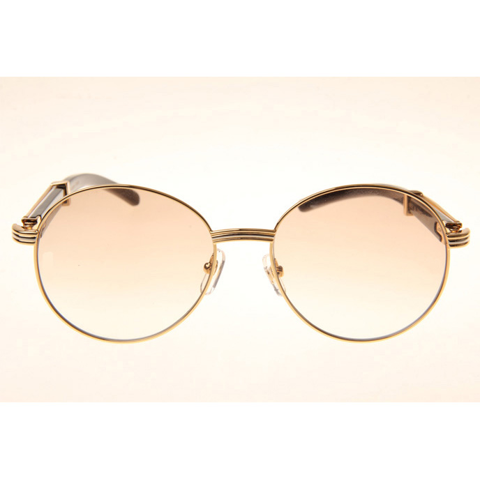 Cartier CT1990-0692 White Mix Black Buffalo Sunglasses In Gold Brown - DesignerGu