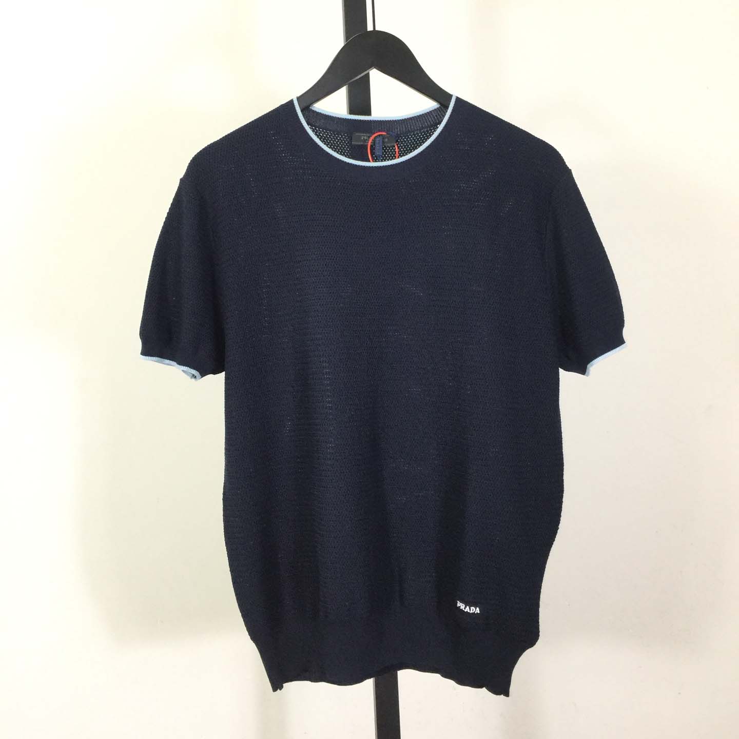 Prada Blue T-Shirt In Silk And Cotton - DesignerGu
