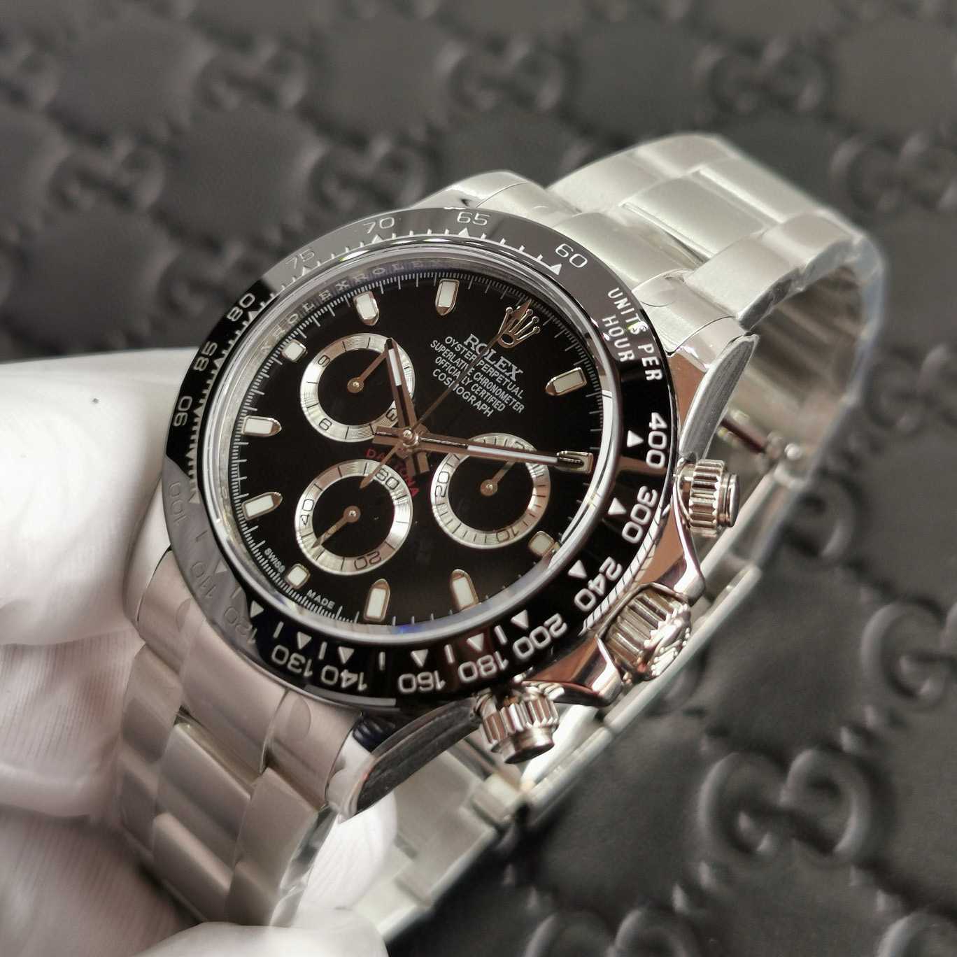 Rolex Cosmograph Daytona Stainless Steel Black Dial Watch 116500 - DesignerGu