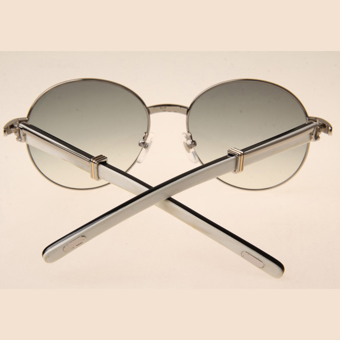 Cartier CT1990-0692 White Mix Black Buffalo Sunglasses In Silver Grey - DesignerGu