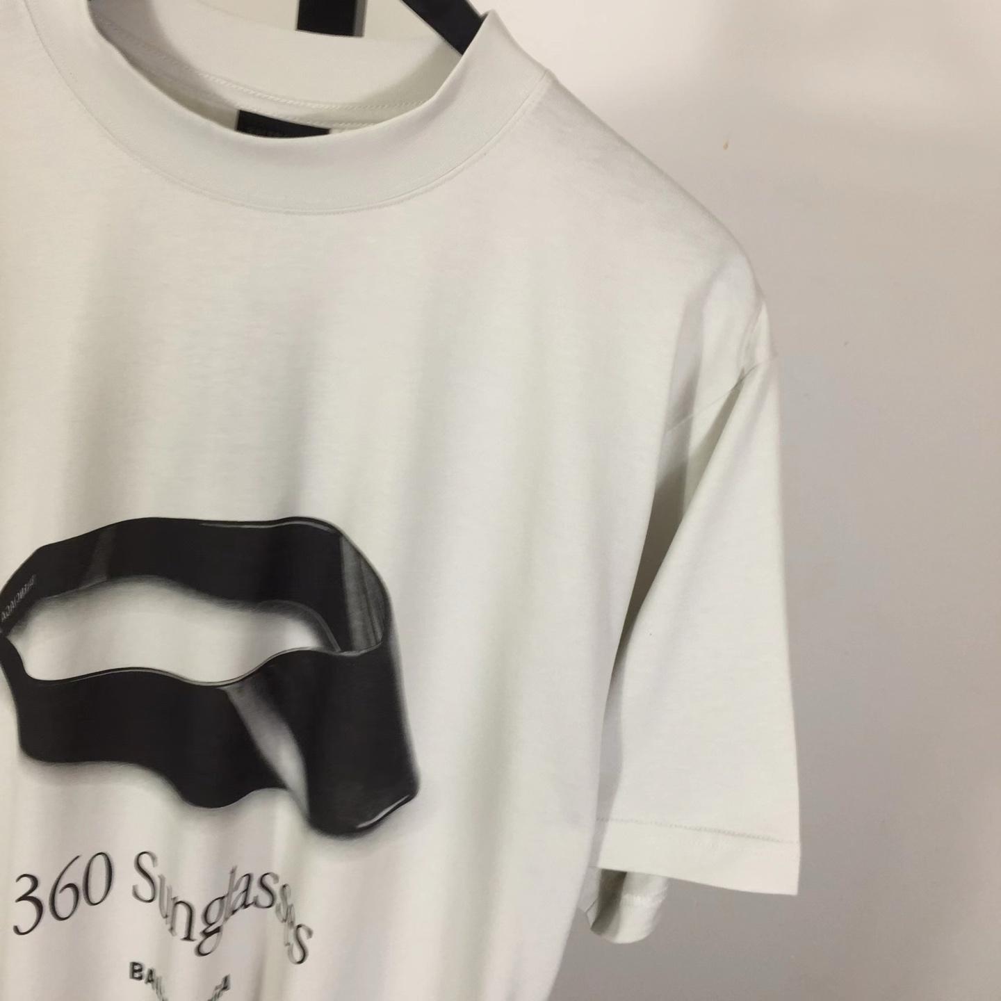 Balenciaga 360 Sunglasses T-Shirt Medium Fit In Dirty White Dry Jersey - DesignerGu